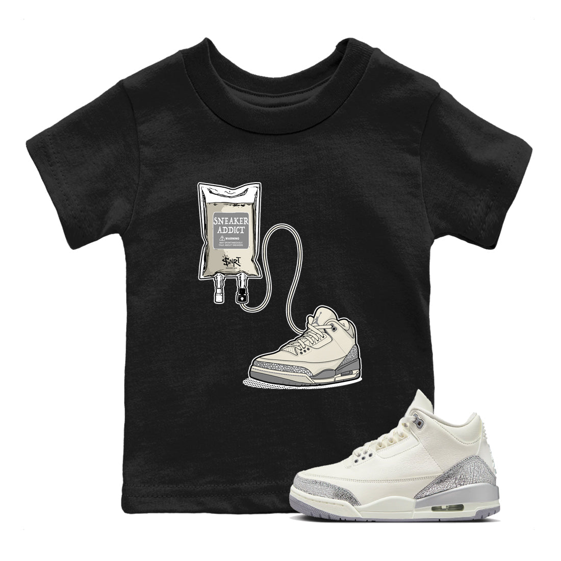 snkmatch Therapy snkmatch Tees Kids - Air Jordan 3 Sail and Cement Grey