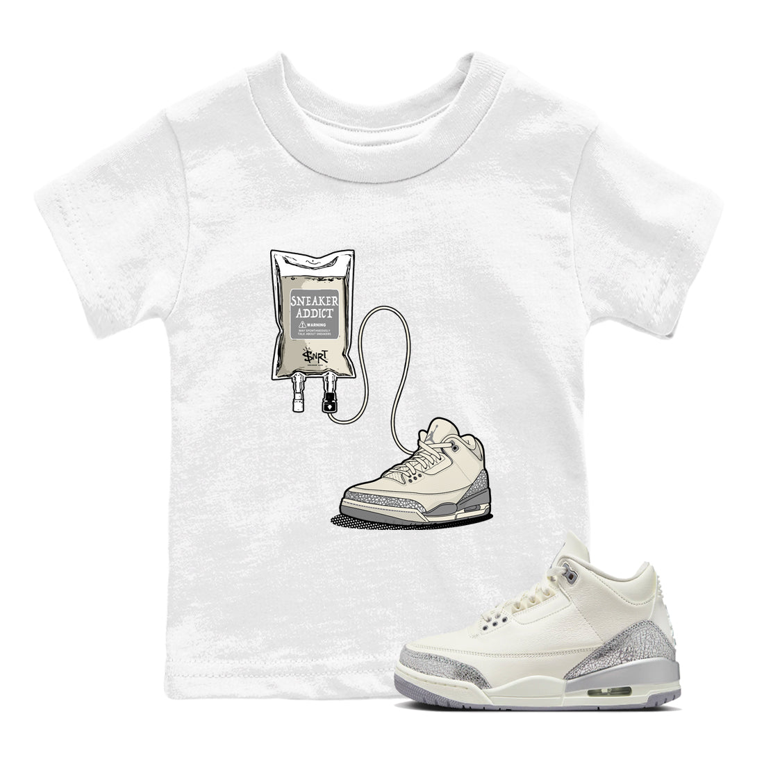 snkmatch Therapy snkmatch Tees Kids - Air Jordan 3 Sail and Cement Grey