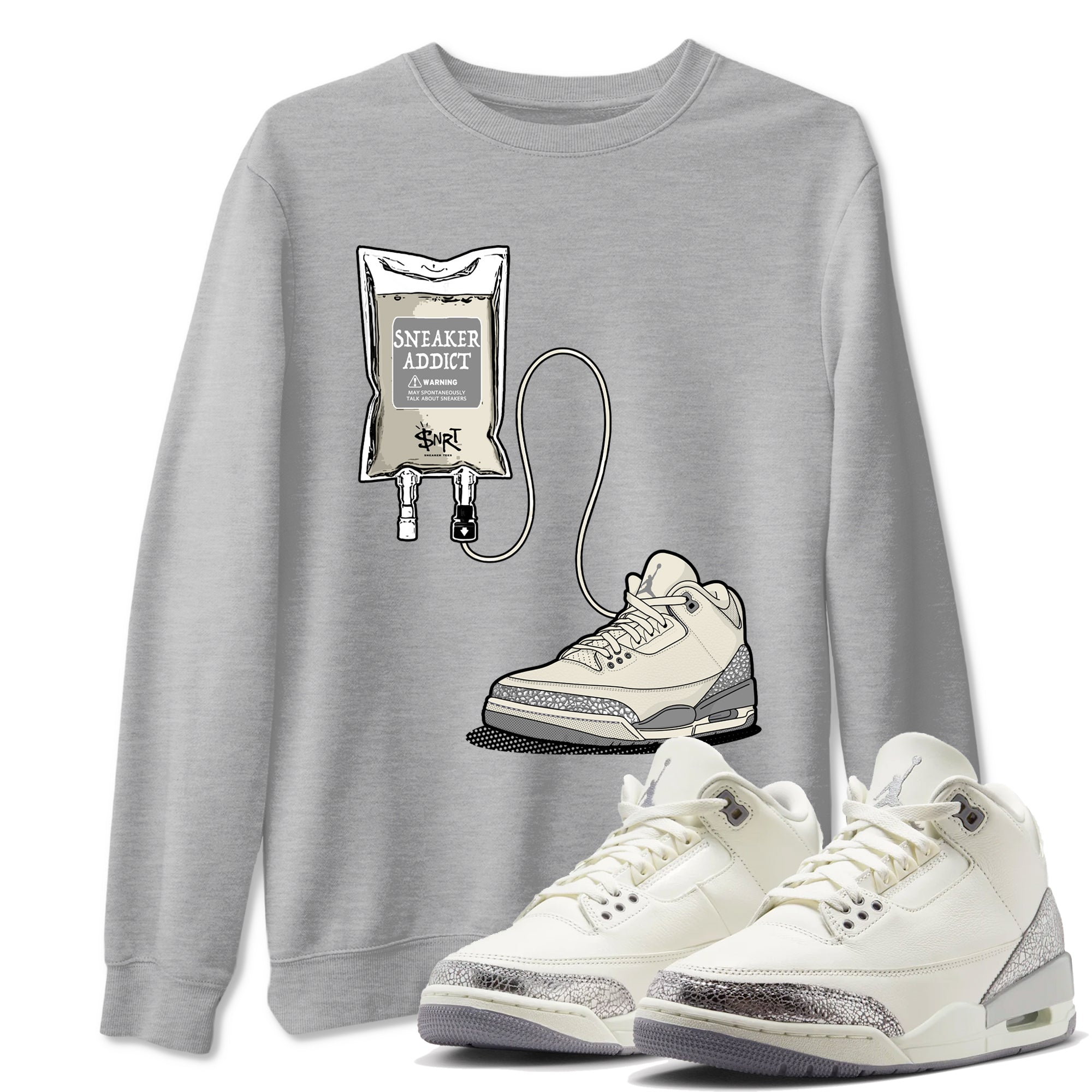 snkmatch Therapy snkmatch Tees - Air Jordan 3 Sail and Cement Grey