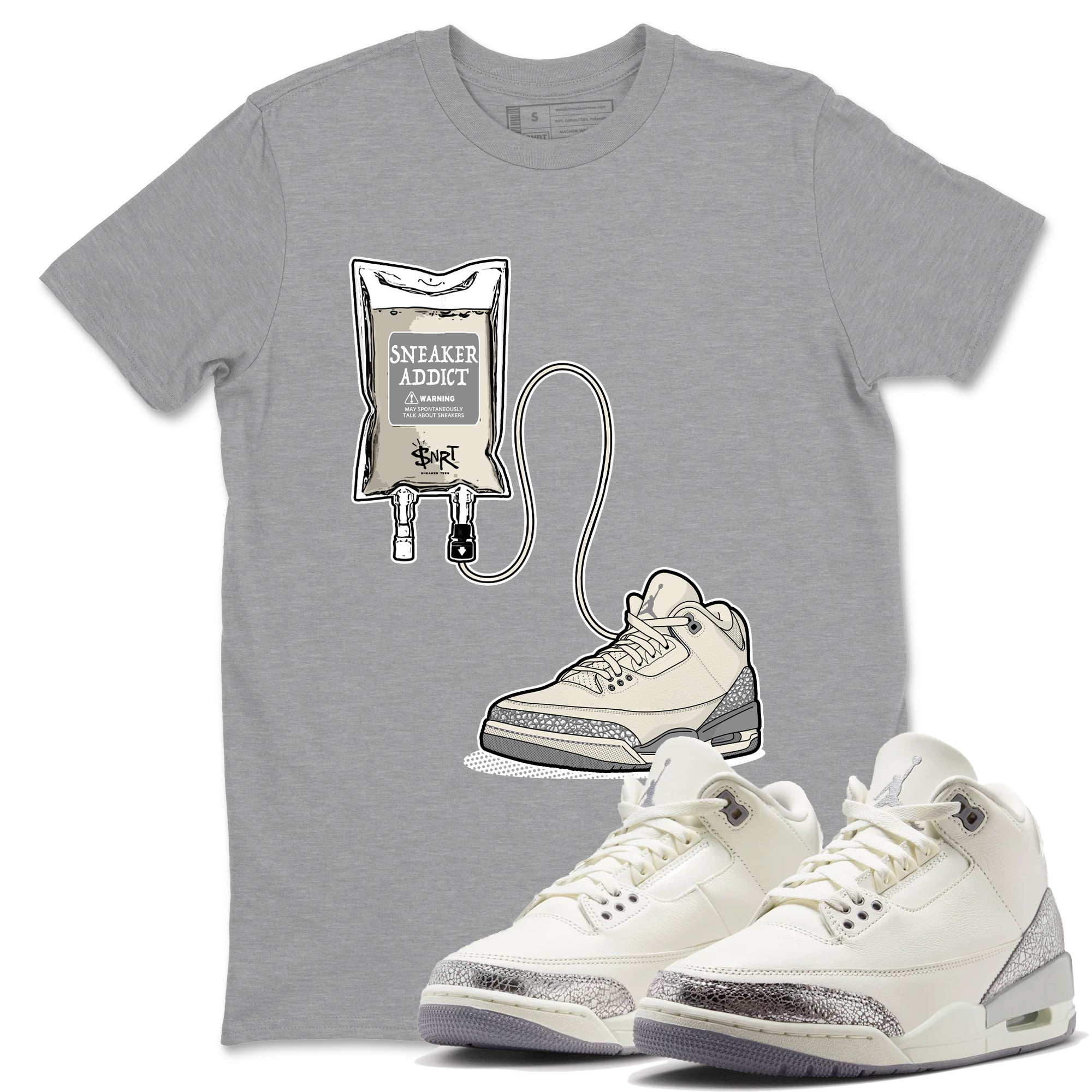 snkmatch Therapy snkmatch Tees - Air Jordan 3 Sail and Cement Grey