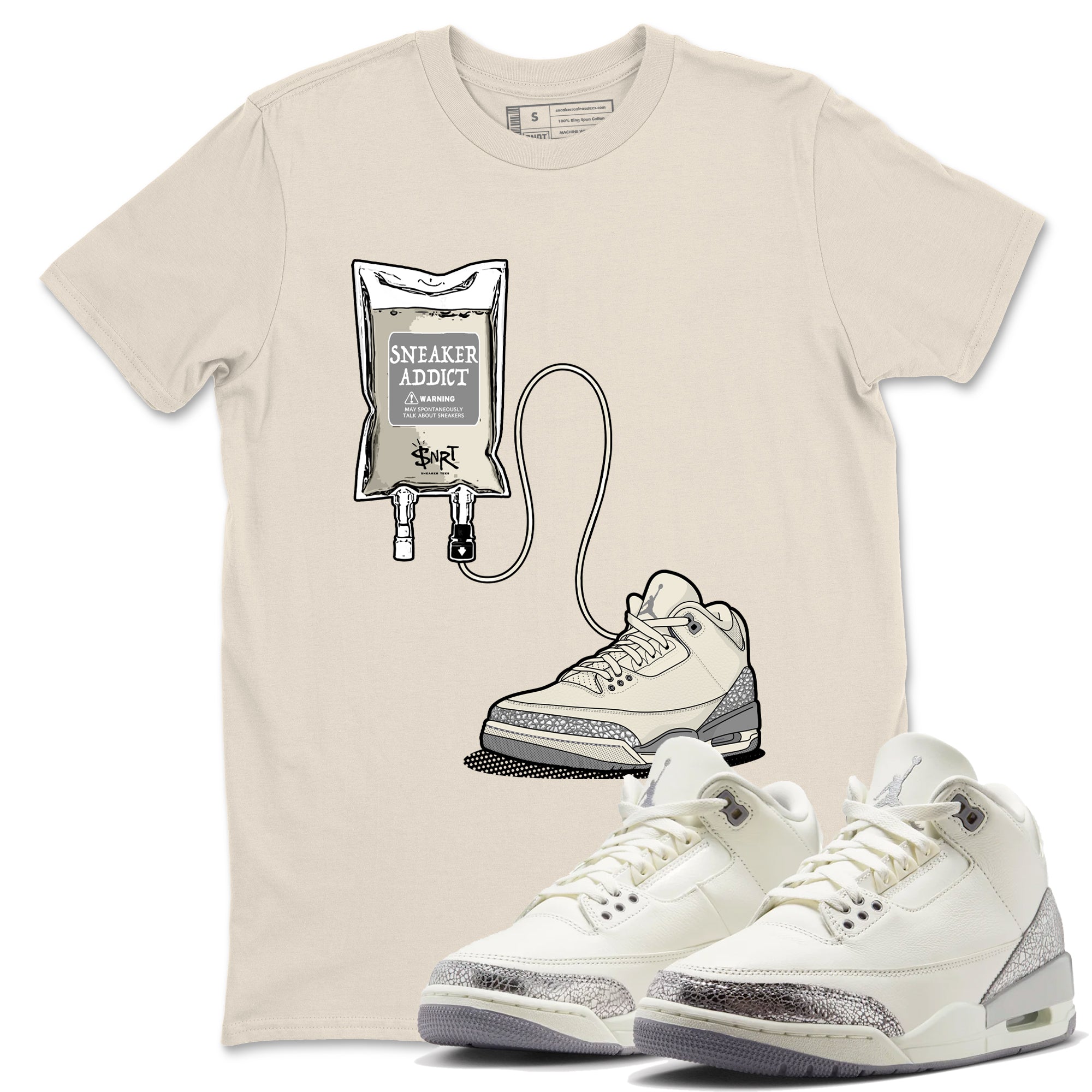 snkmatch Therapy snkmatch Tees - Air Jordan 3 Sail and Cement Grey