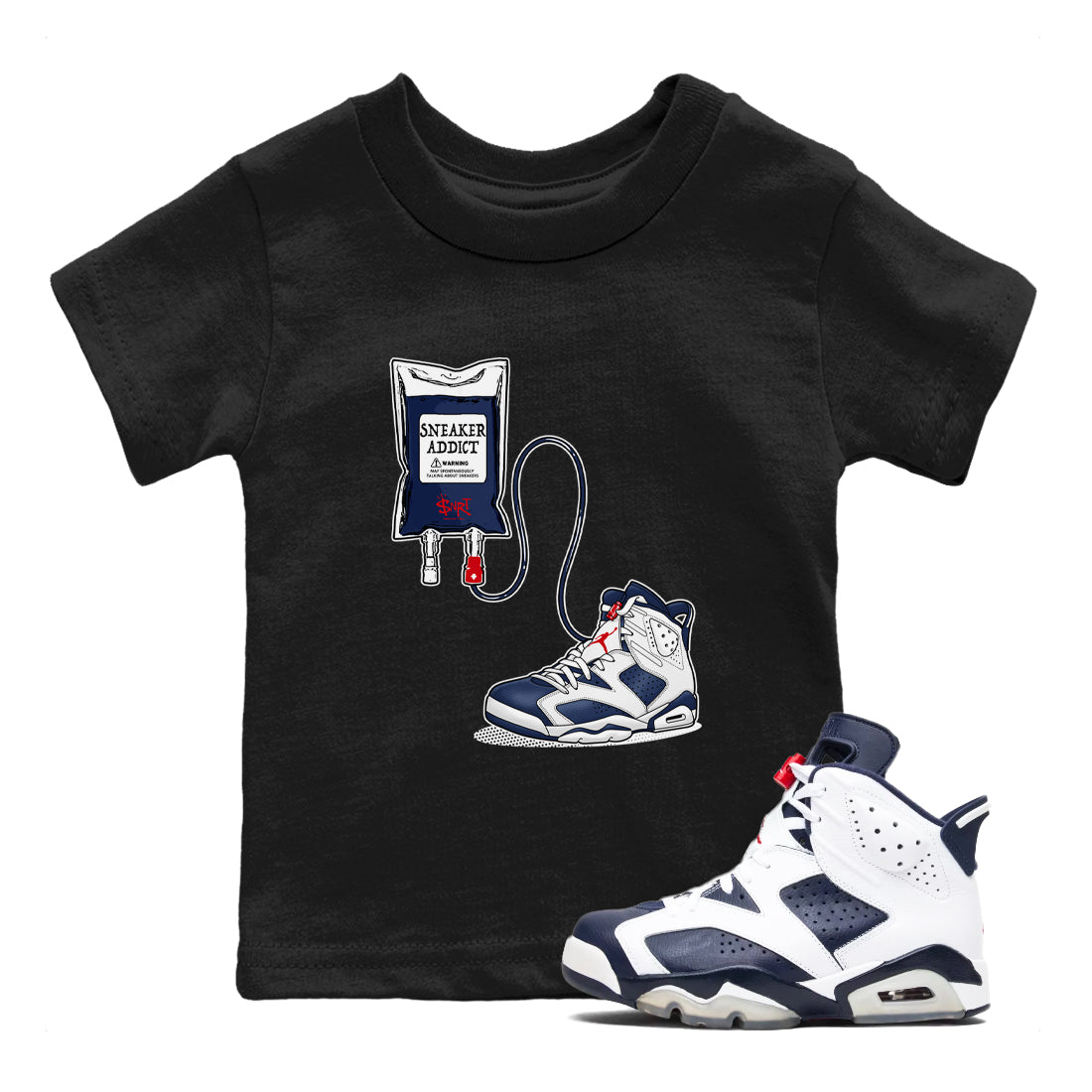 snkmatch Therapy snkmatch Tees Kids - Air Jordan 6 White And Midnight Navy