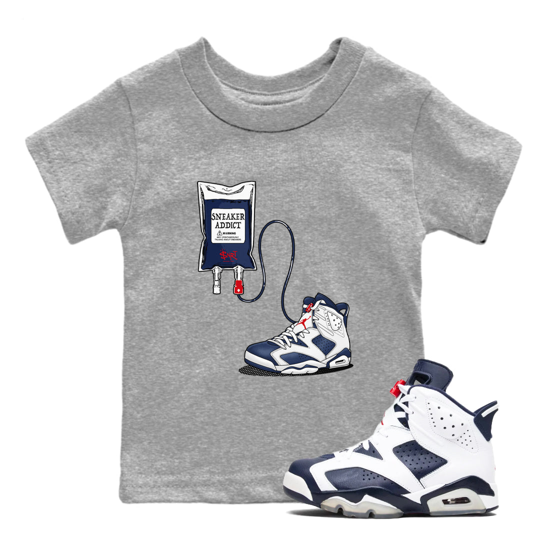snkmatch Therapy snkmatch Tees Kids - Air Jordan 6 White And Midnight Navy