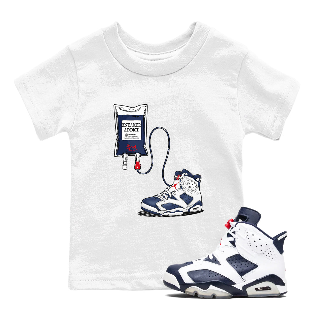 snkmatch Therapy snkmatch Tees Kids - Air Jordan 6 White And Midnight Navy
