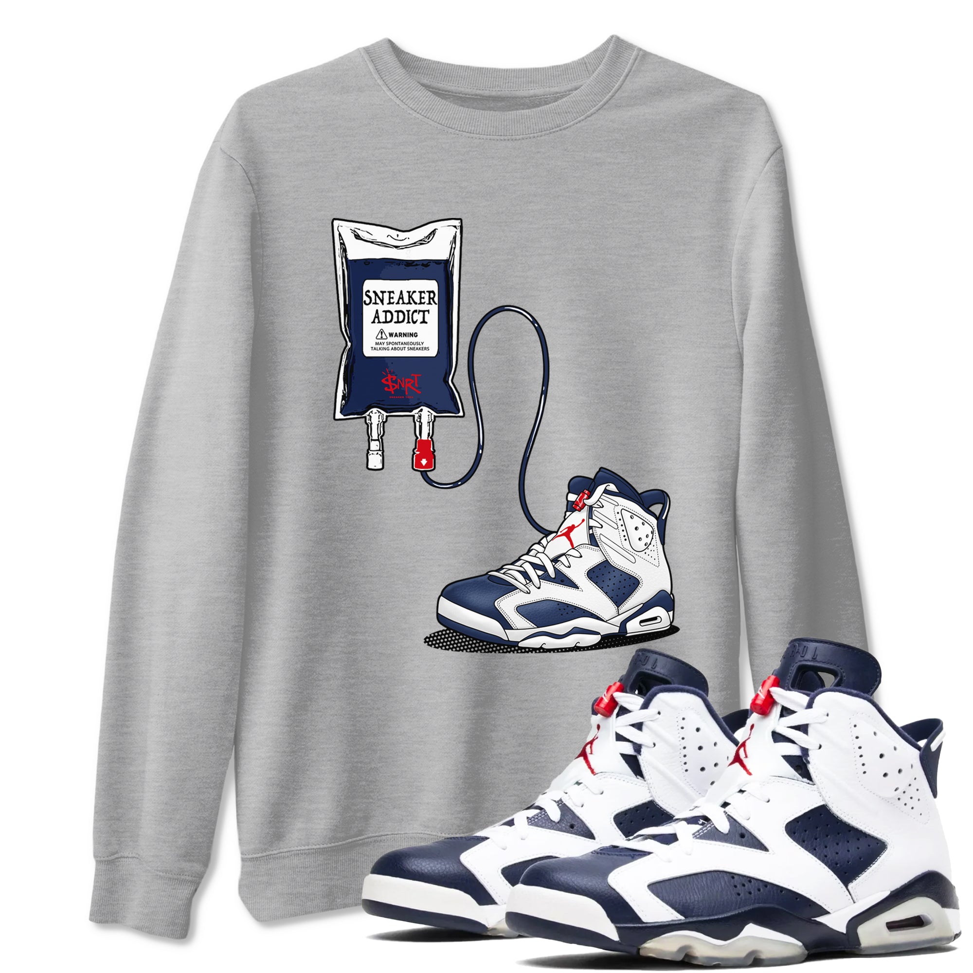 snkmatch Therapy snkmatch Tees - Air Jordan 6 White And Midnight Navy