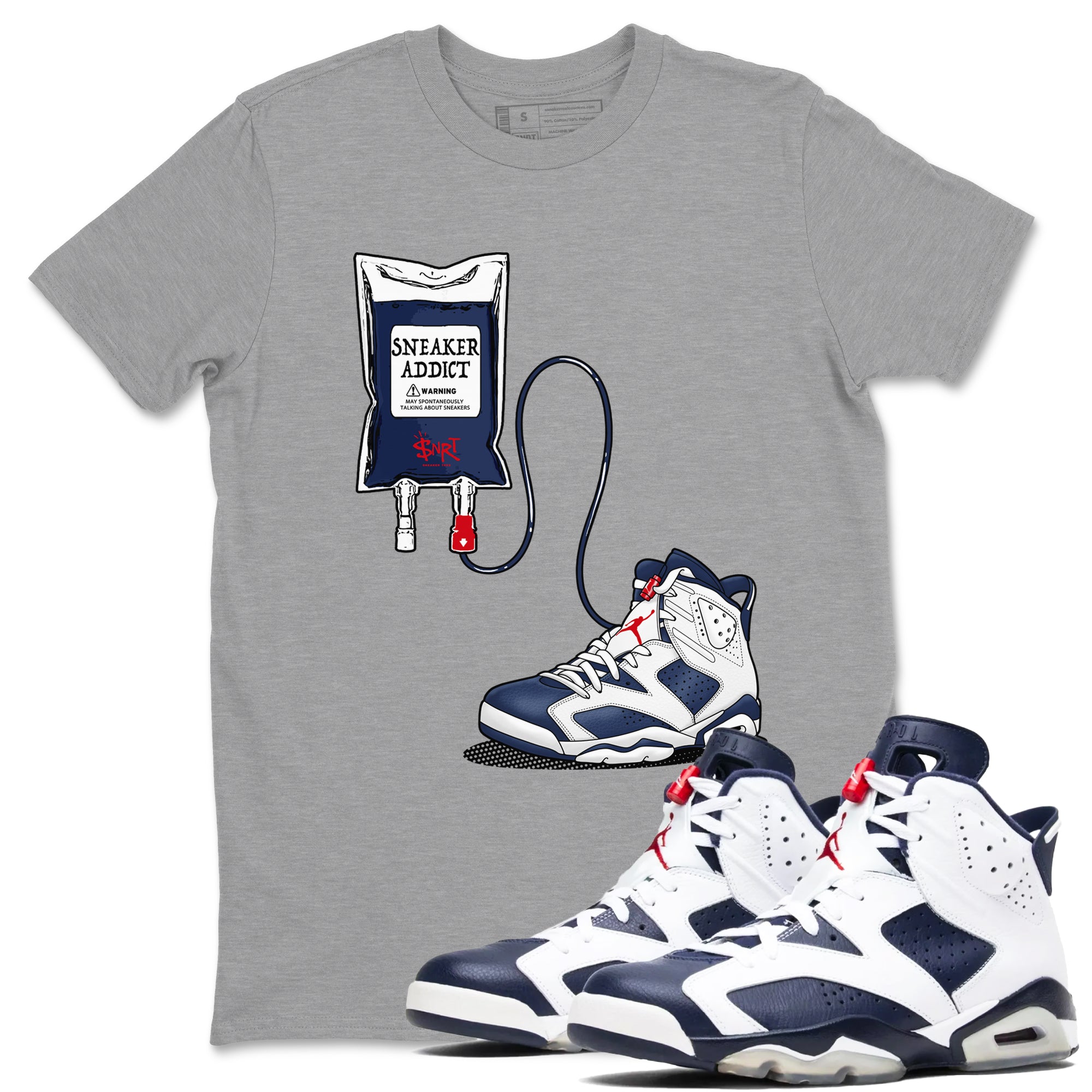 snkmatch Therapy snkmatch Tees - Air Jordan 6 White And Midnight Navy