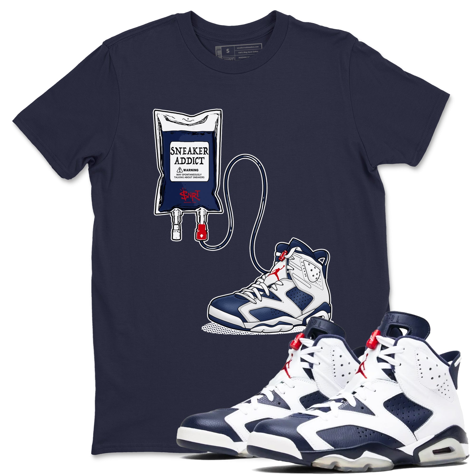 snkmatch Therapy snkmatch Tees - Air Jordan 6 White And Midnight Navy