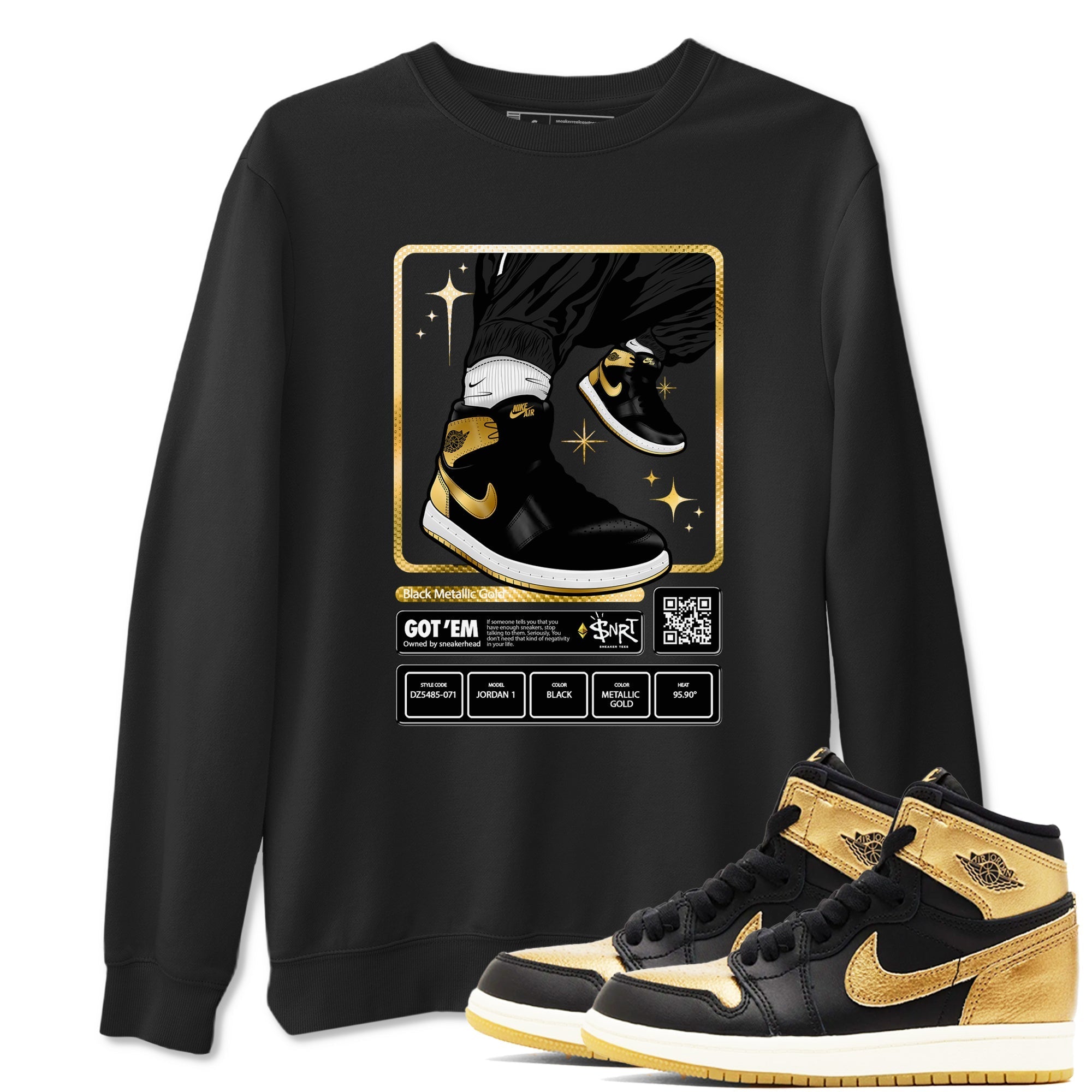 snkmatch Trading Card snkmatch Tees - Air Jordan 1 Black Metallic Gold