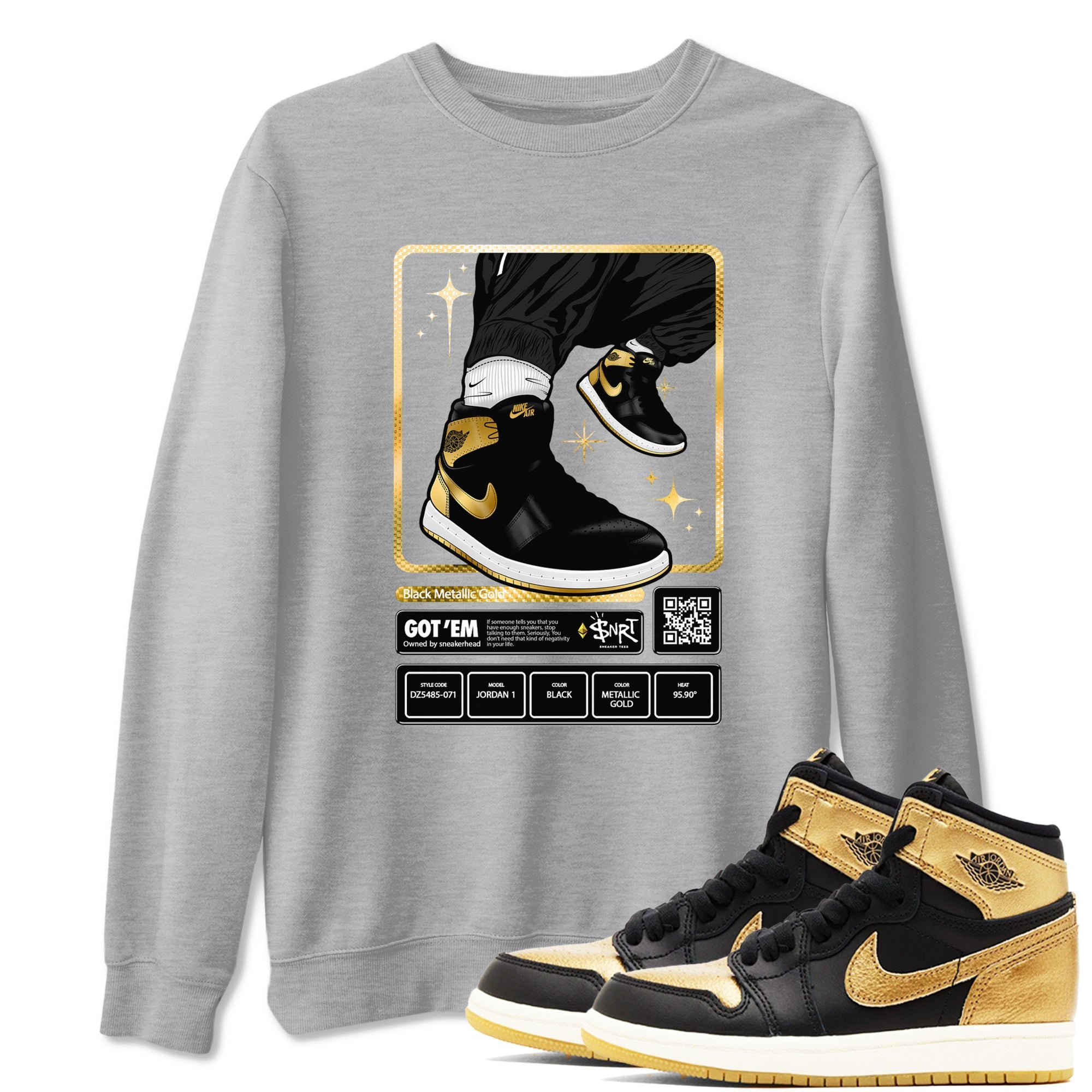 snkmatch Trading Card snkmatch Tees - Air Jordan 1 Black Metallic Gold