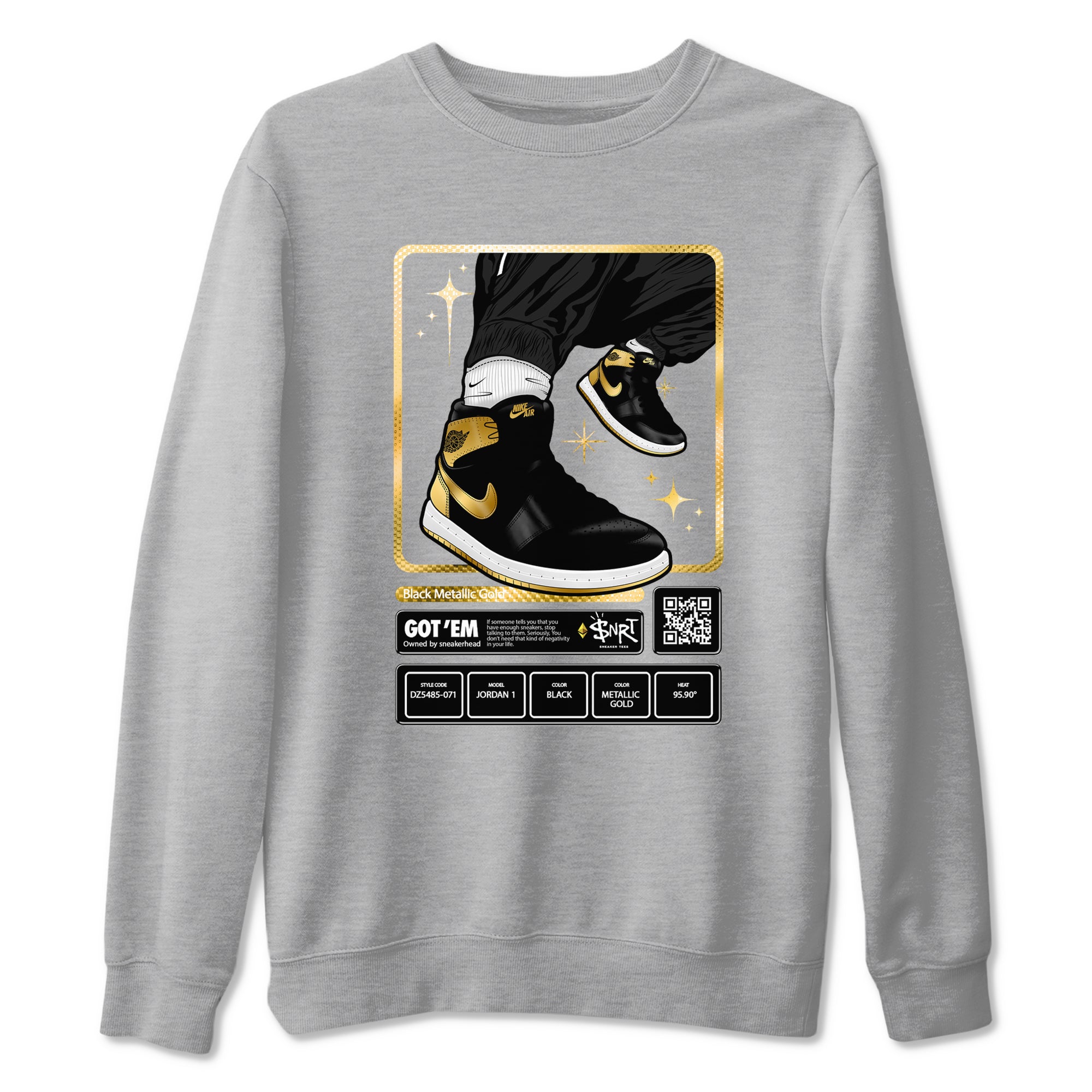 snkmatch Trading Card snkmatch Tees - Air Jordan 1 Black Metallic Gold