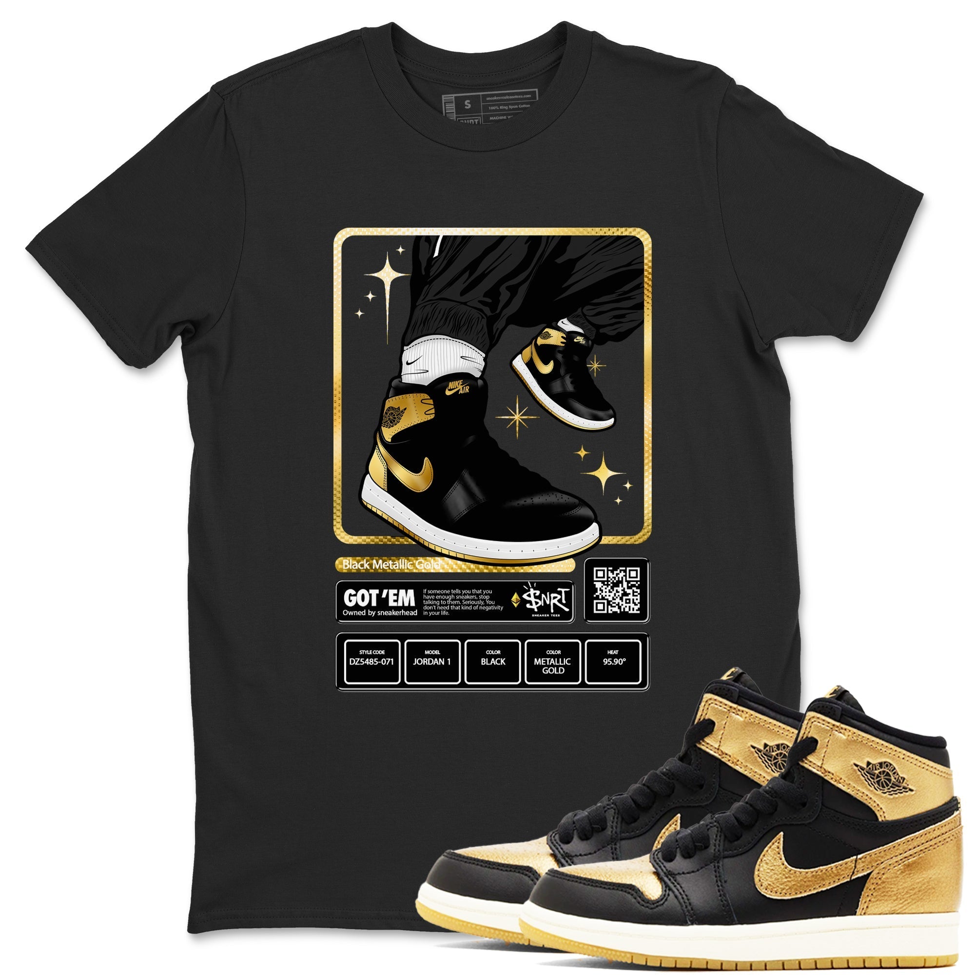 snkmatch Trading Card snkmatch Tees - Air Jordan 1 Black Metallic Gold