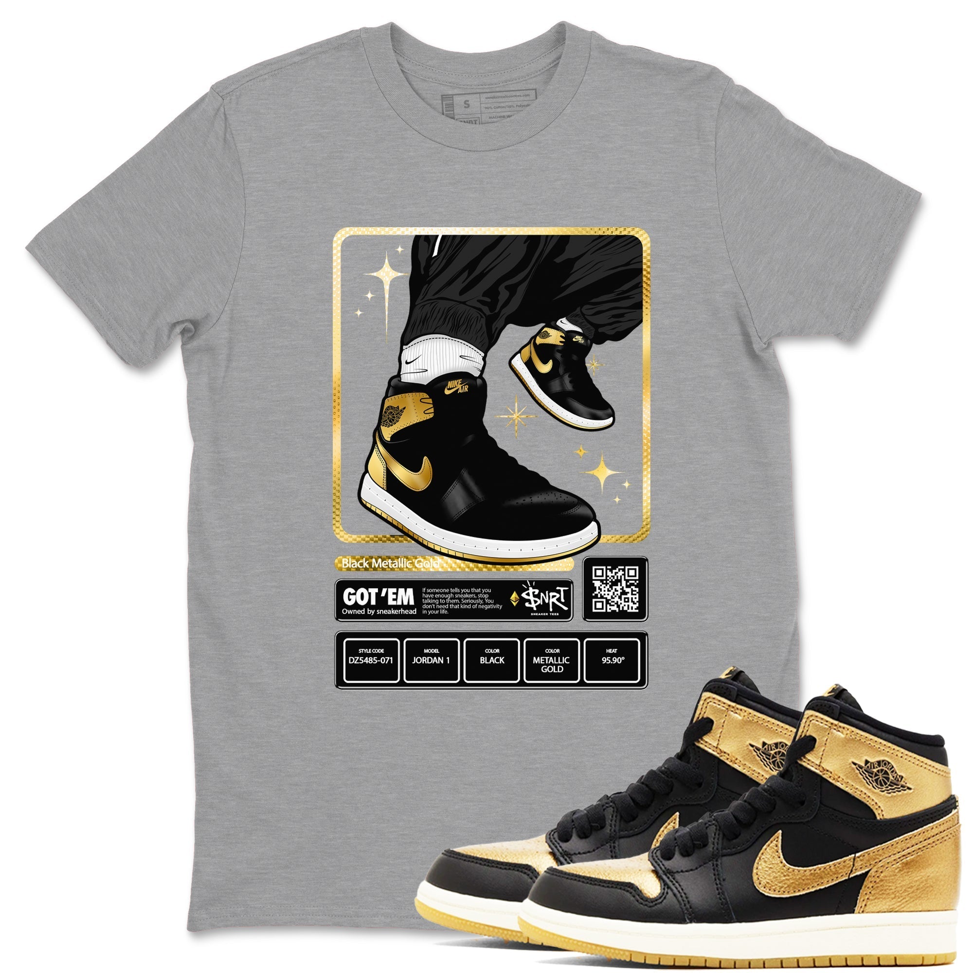 snkmatch Trading Card snkmatch Tees - Air Jordan 1 Black Metallic Gold