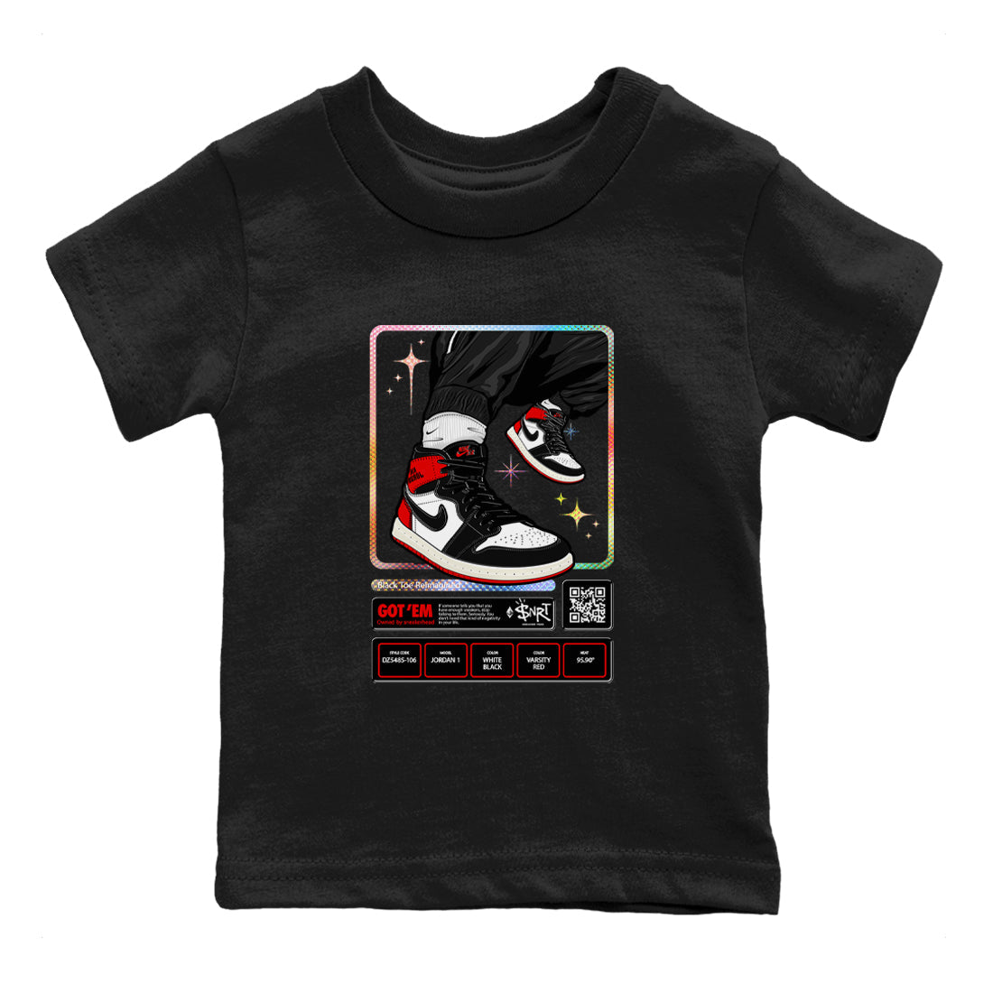 snkmatch Trading Card snkmatch Tees Kids - Air Jordan 1 Black Toe Reimagined