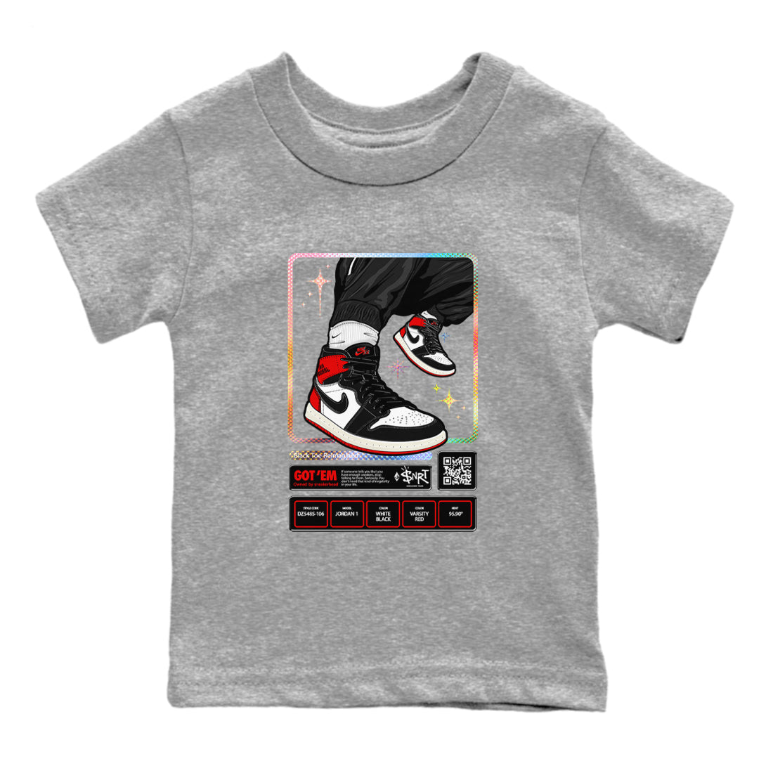 snkmatch Trading Card snkmatch Tees Kids - Air Jordan 1 Black Toe Reimagined
