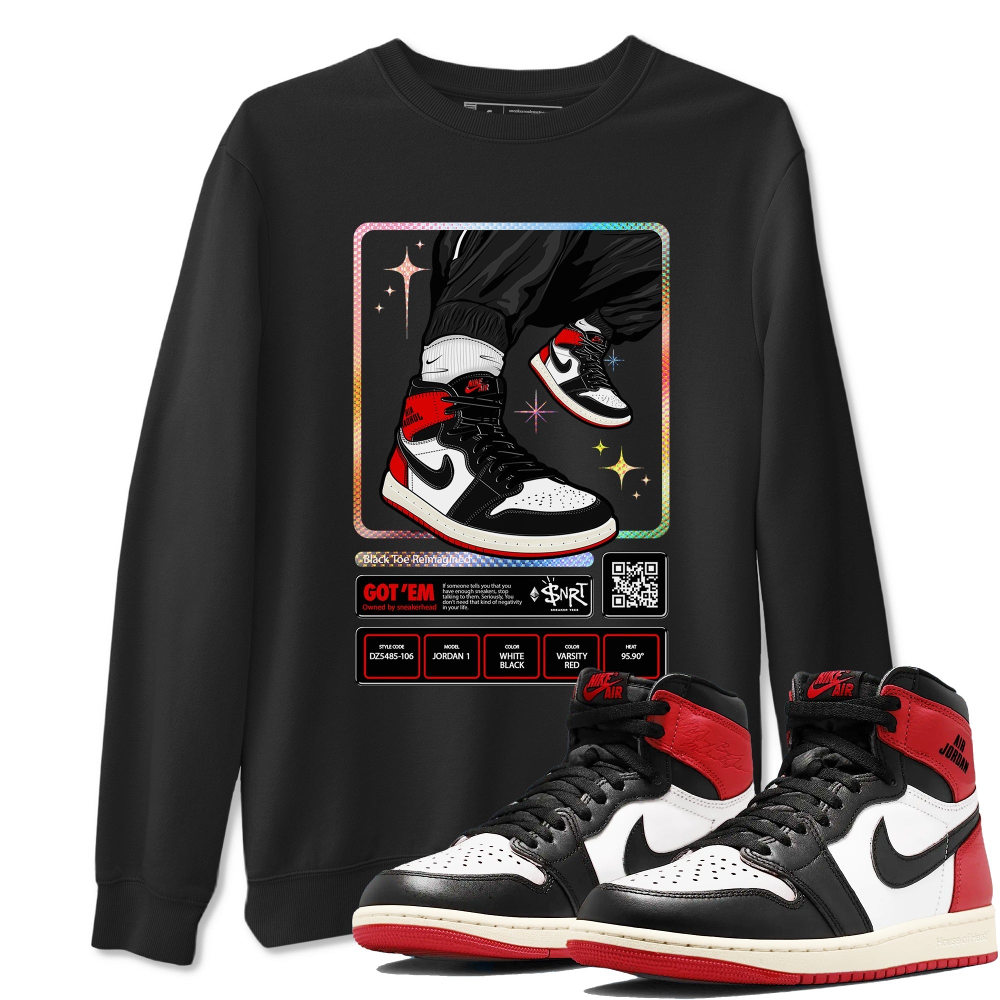 snkmatch Trading Card snkmatch Tees - Air Jordan 1 Black Toe Reimagined