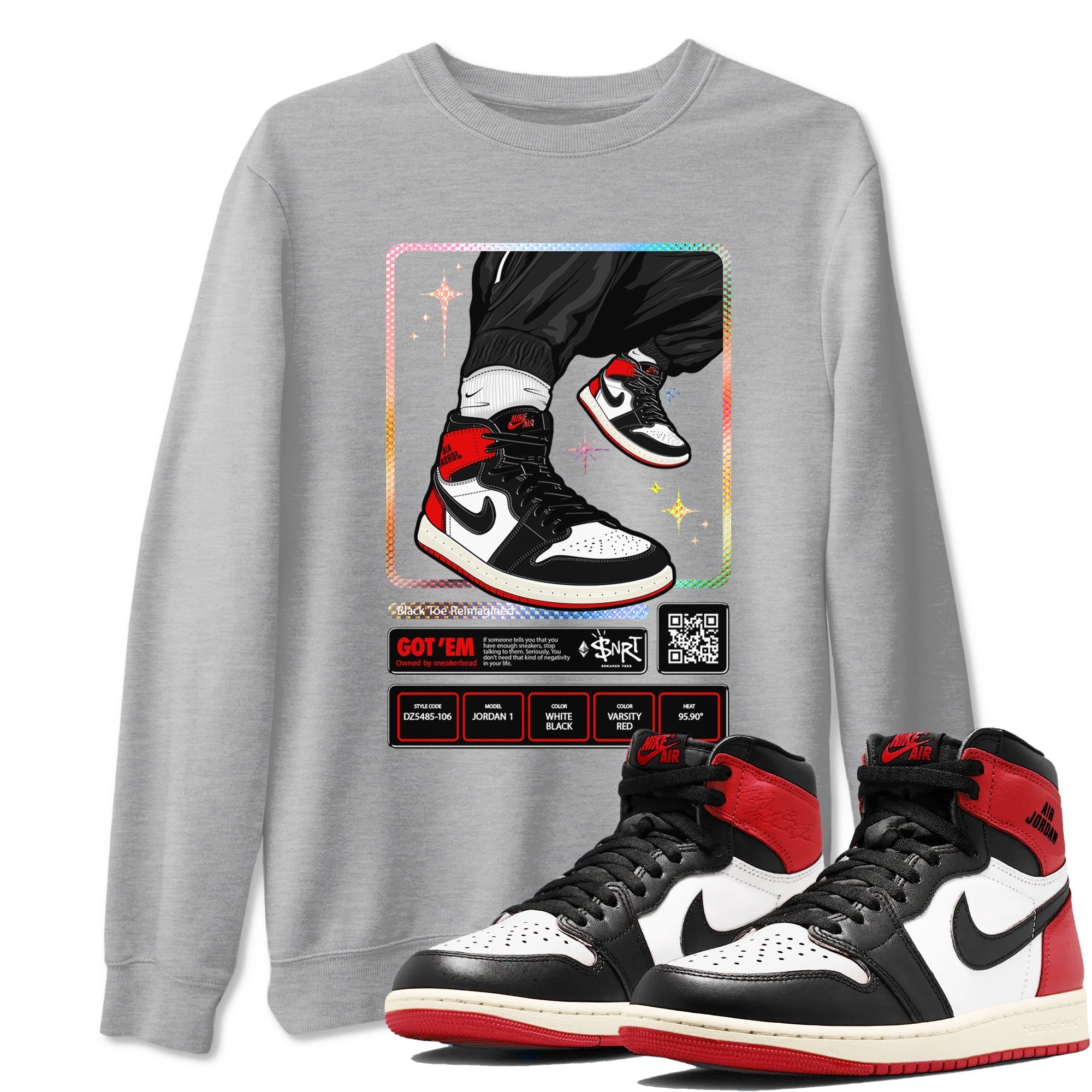 snkmatch Trading Card snkmatch Tees - Air Jordan 1 Black Toe Reimagined