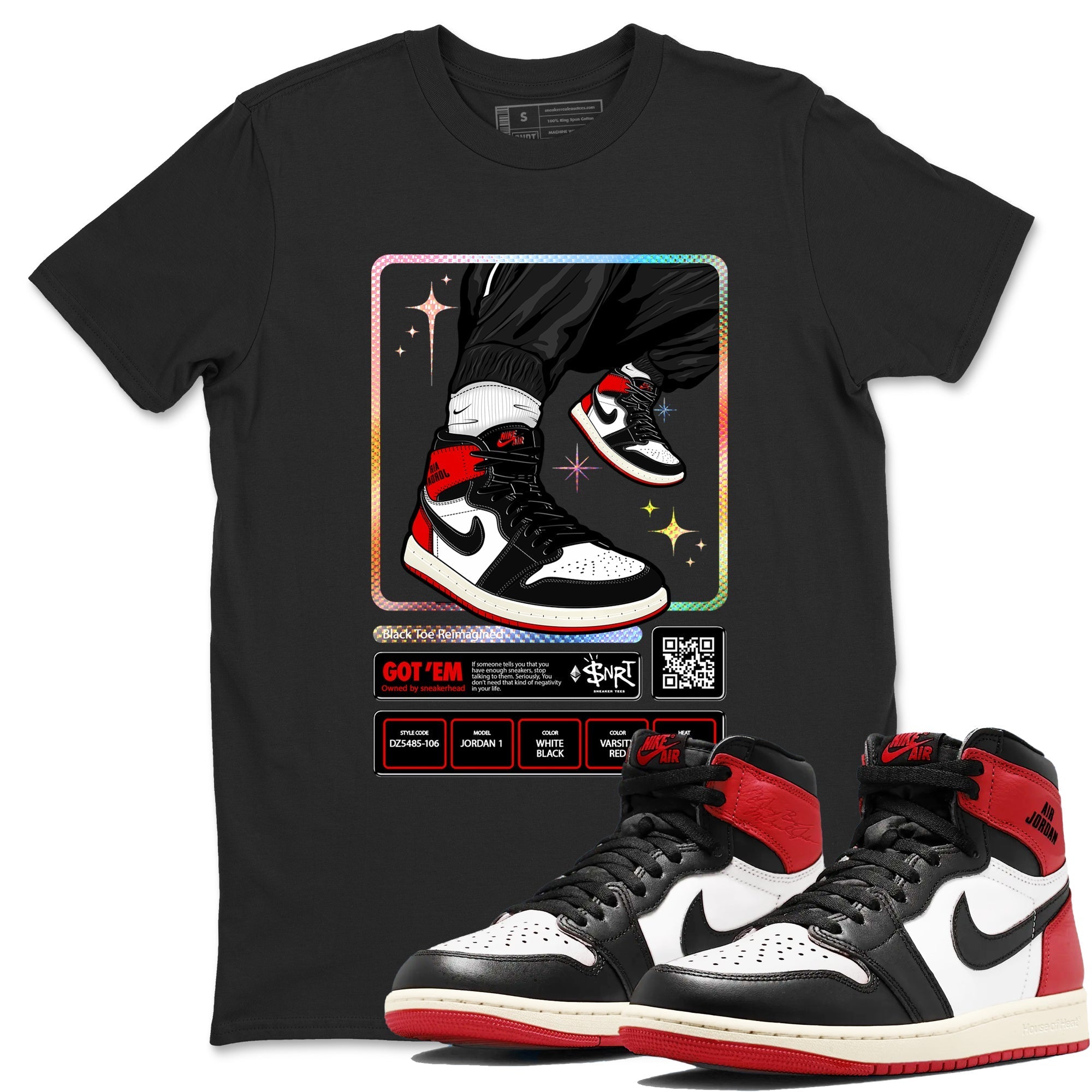 snkmatch Trading Card snkmatch Tees - Air Jordan 1 Black Toe Reimagined
