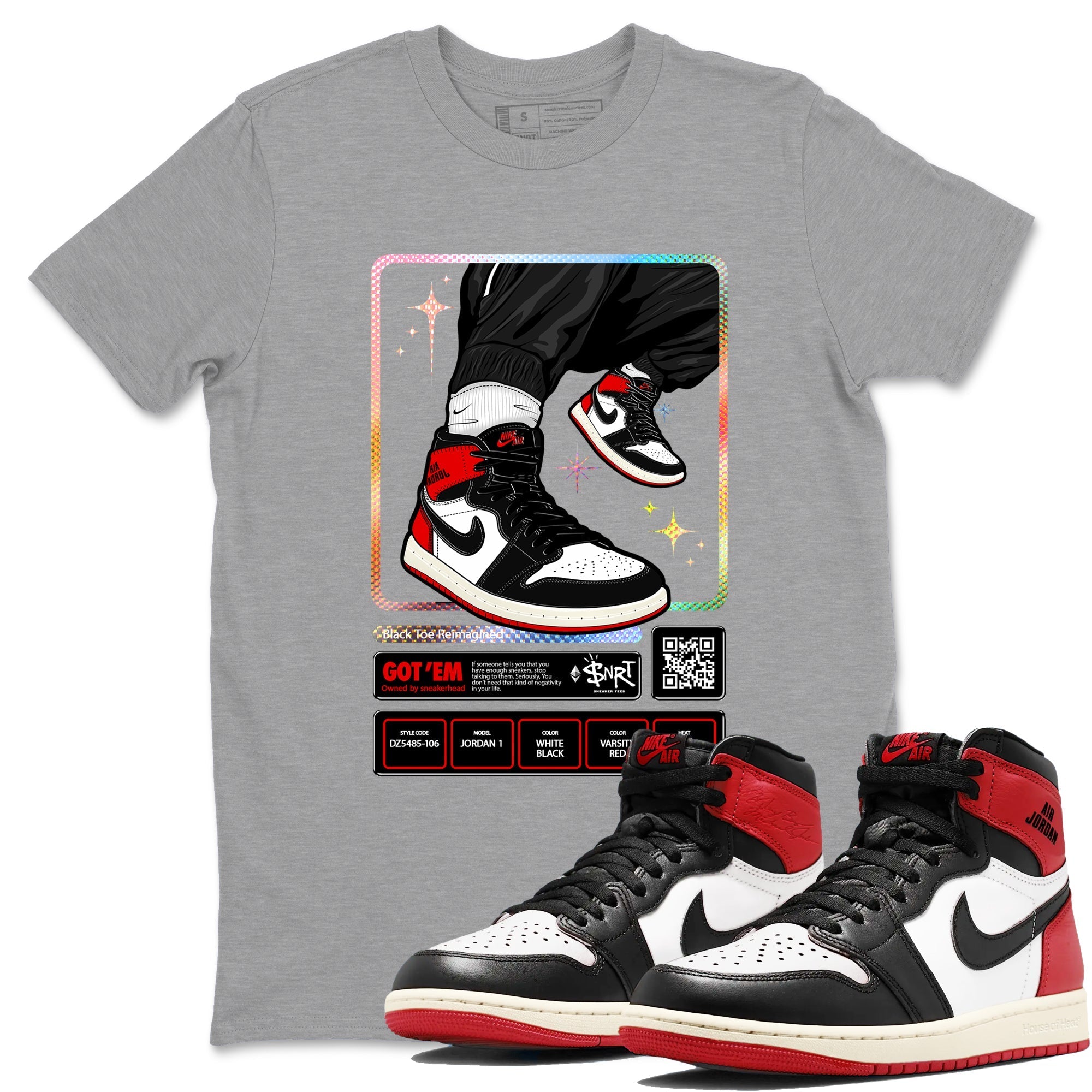 snkmatch Trading Card snkmatch Tees - Air Jordan 1 Black Toe Reimagined