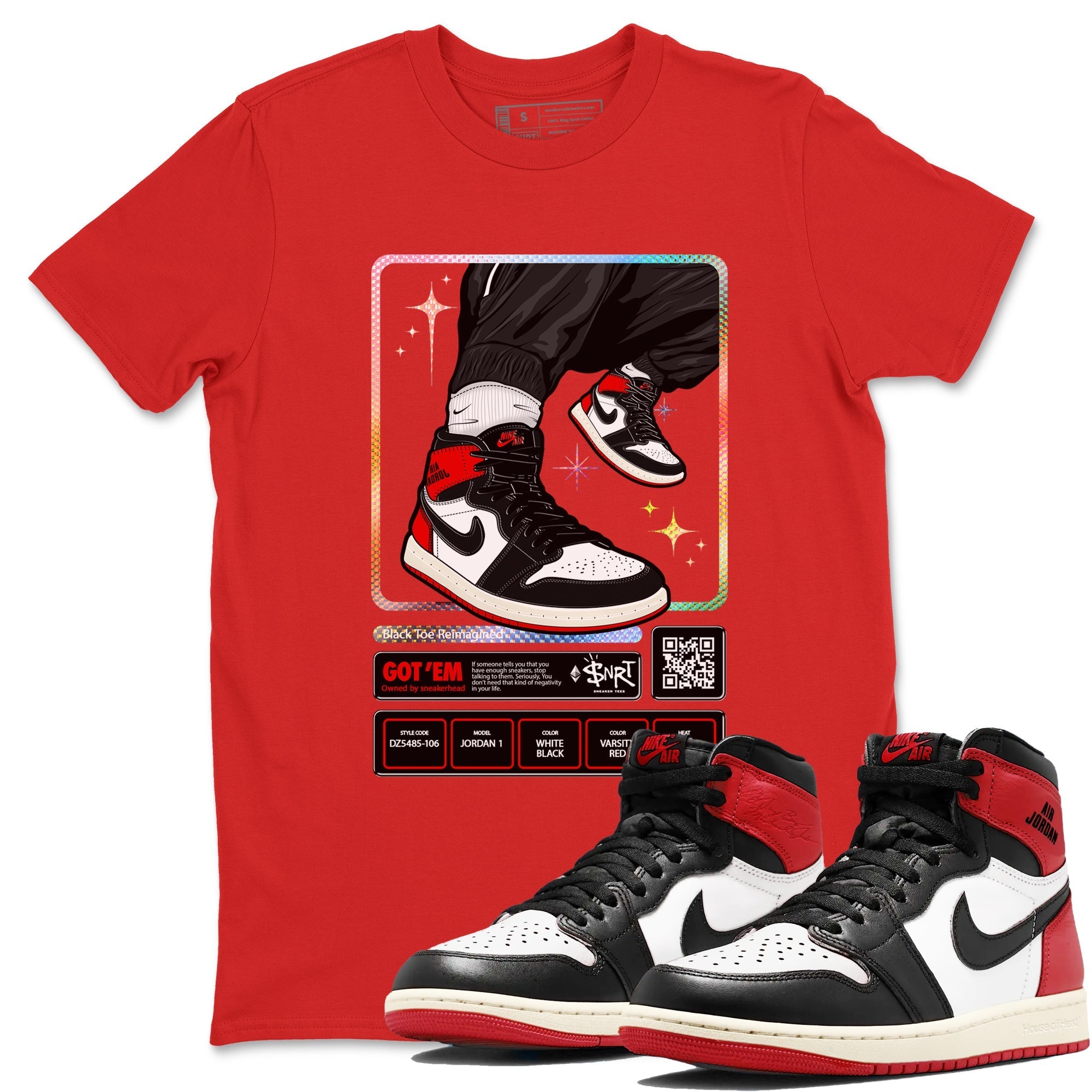 snkmatch Trading Card snkmatch Tees - Air Jordan 1 Black Toe Reimagined