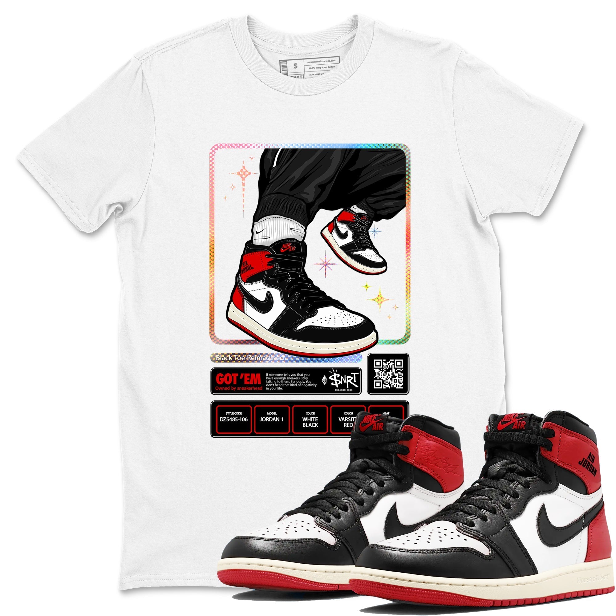 snkmatch Trading Card snkmatch Tees - Air Jordan 1 Black Toe Reimagined