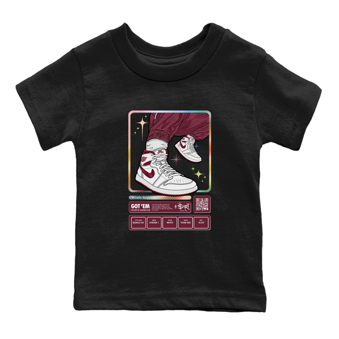snkmatch Trading Card snkmatch Tees Kids - Air Jordan 1 Metallic Burgundy