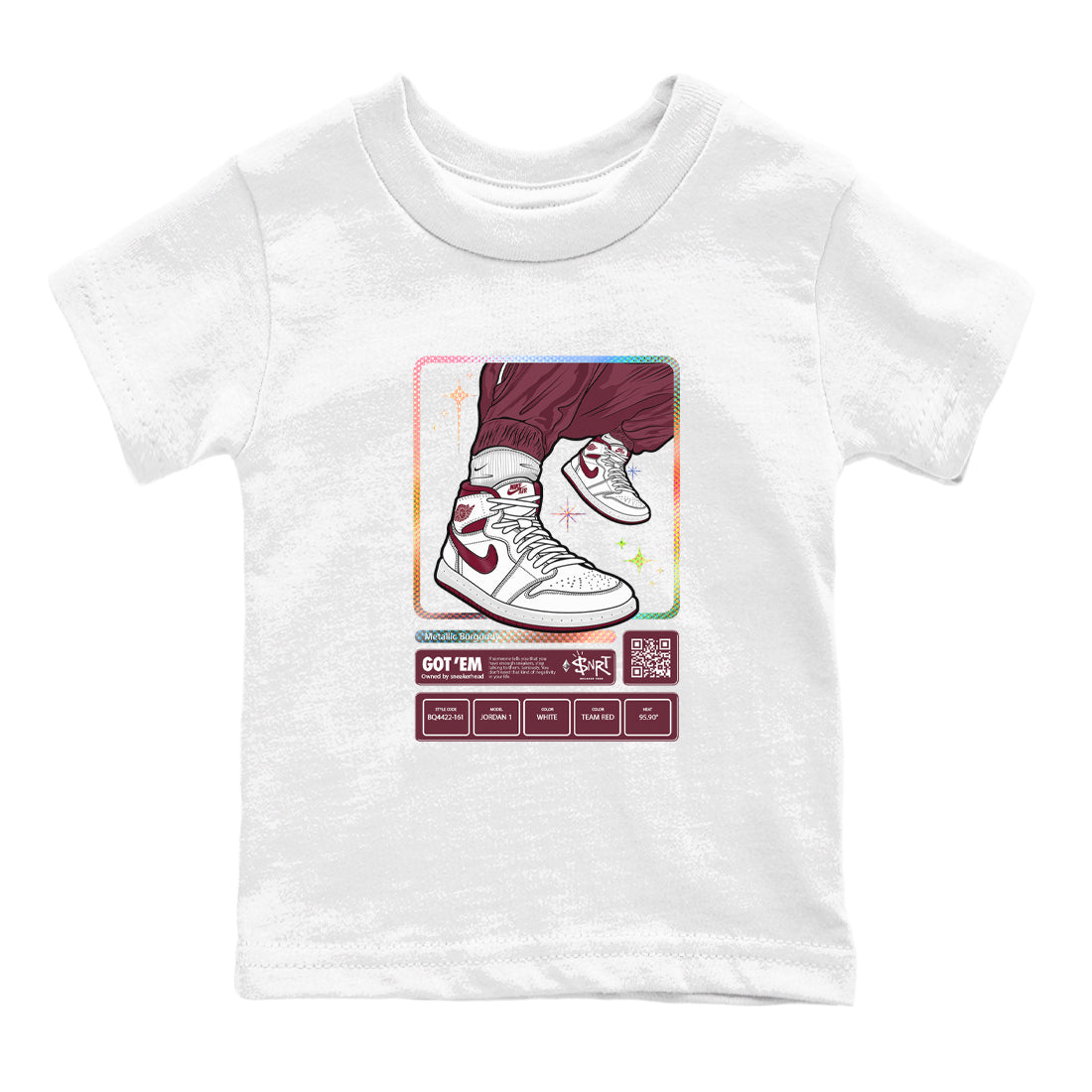 snkmatch Trading Card snkmatch Tees Kids - Air Jordan 1 Metallic Burgundy