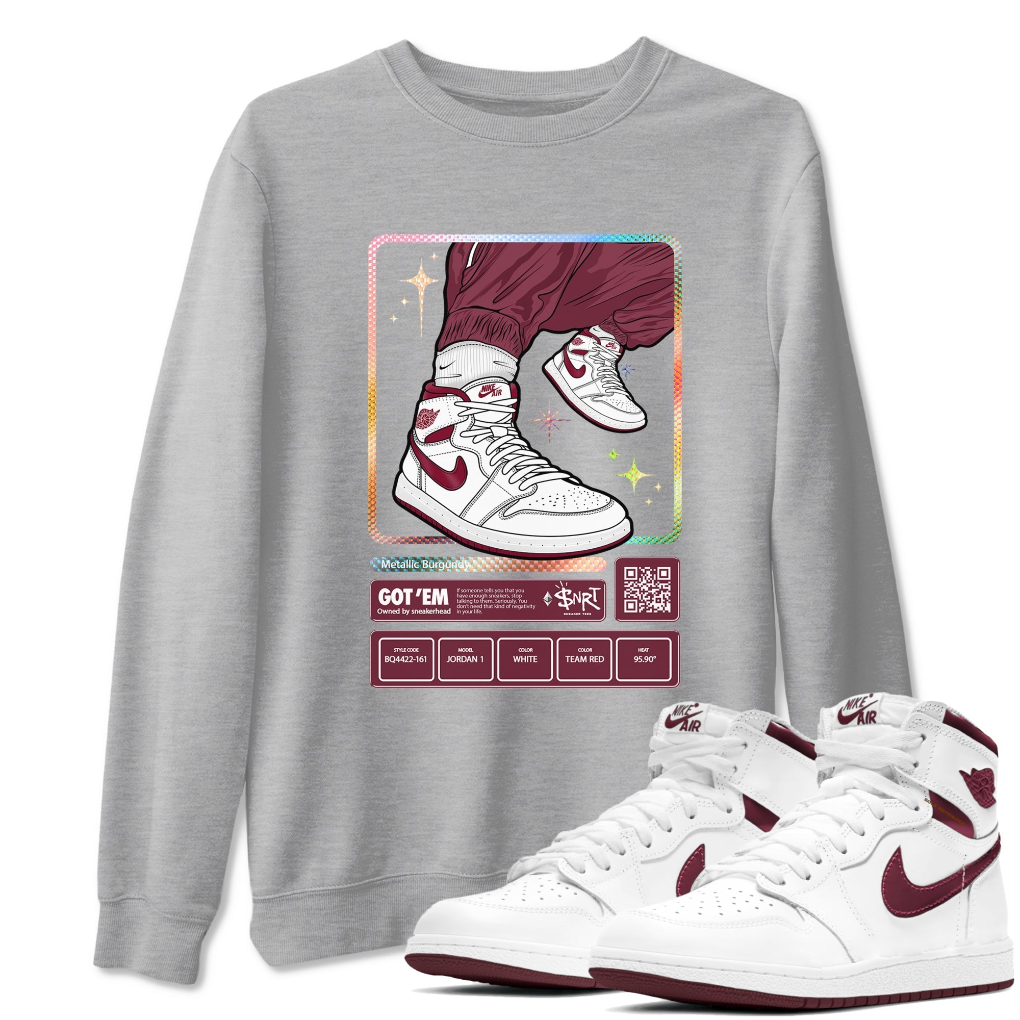 snkmatch Trading Card snkmatch Tees - Air Jordan 1 Metallic Burgundy