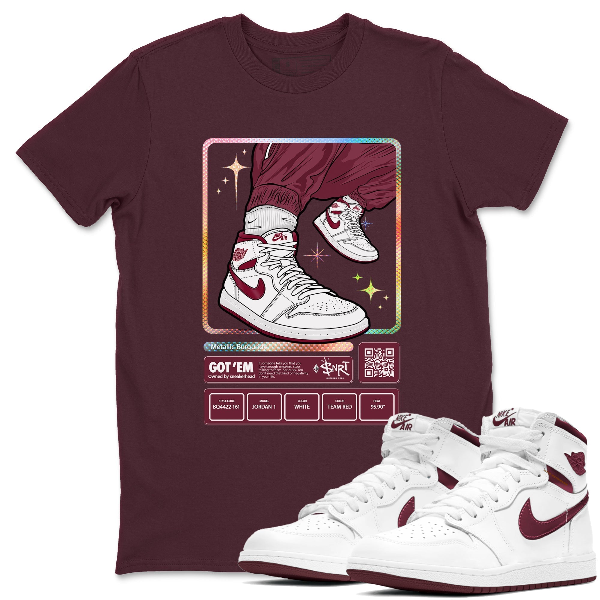 snkmatch Trading Card snkmatch Tees - Air Jordan 1 Metallic Burgundy