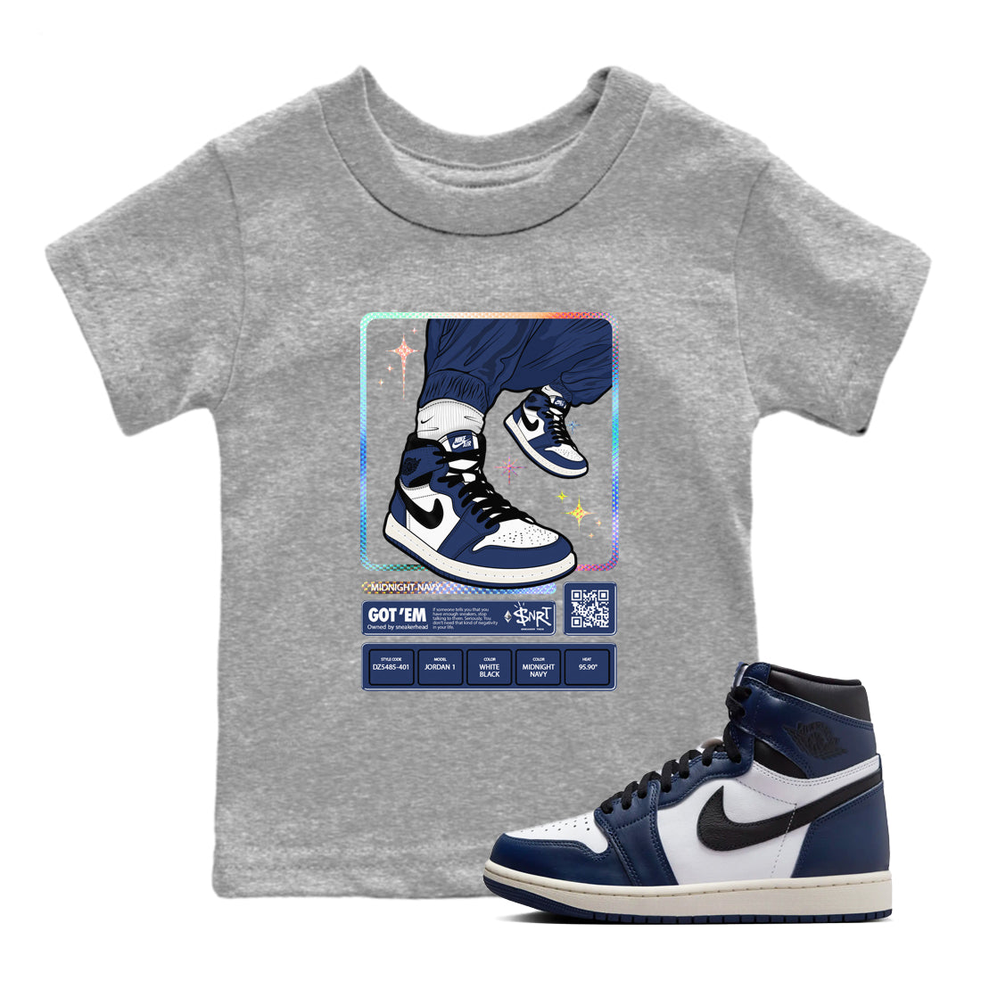 snkmatch Trading Card snkmatch Tees Kids - Air Jordan 1 Midnight Navy