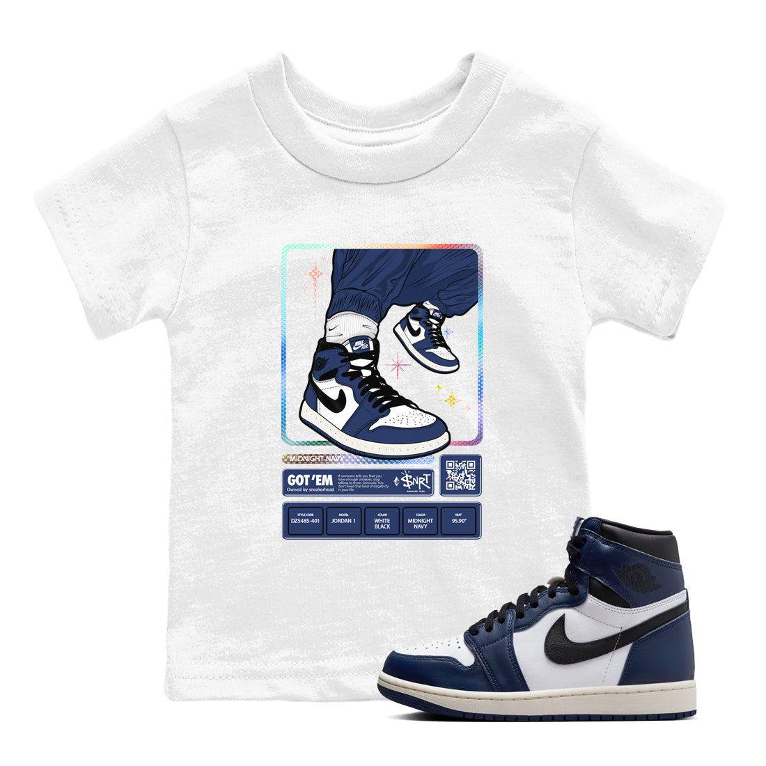 snkmatch Trading Card snkmatch Tees Kids - Air Jordan 1 Midnight Navy