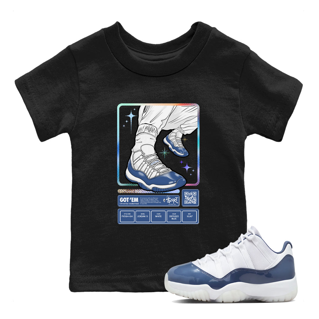 snkmatch Trading Card snkmatch Tees Kids - Air Jordan 11 Diffused Blue