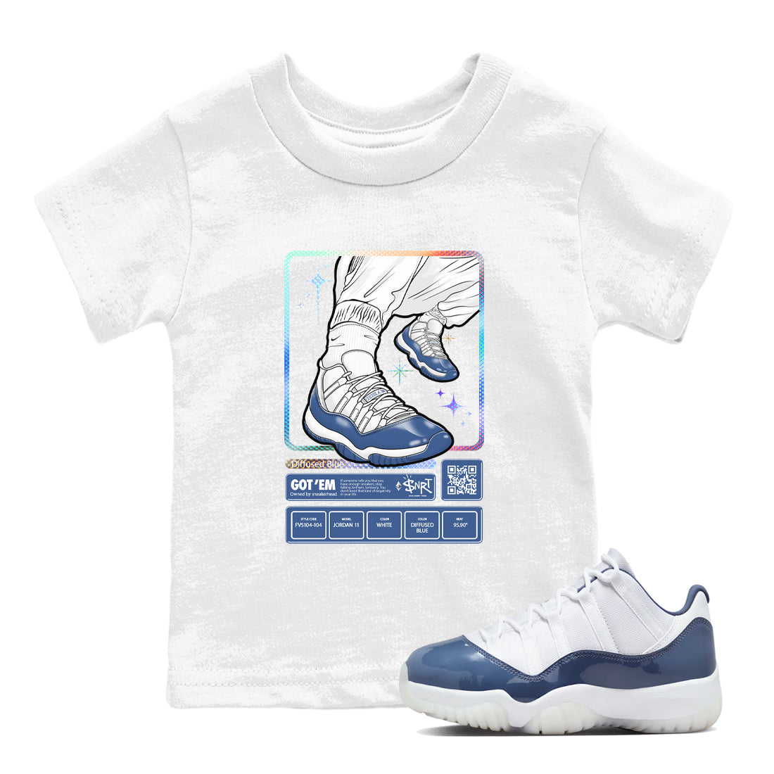 snkmatch Trading Card snkmatch Tees Kids - Air Jordan 11 Diffused Blue