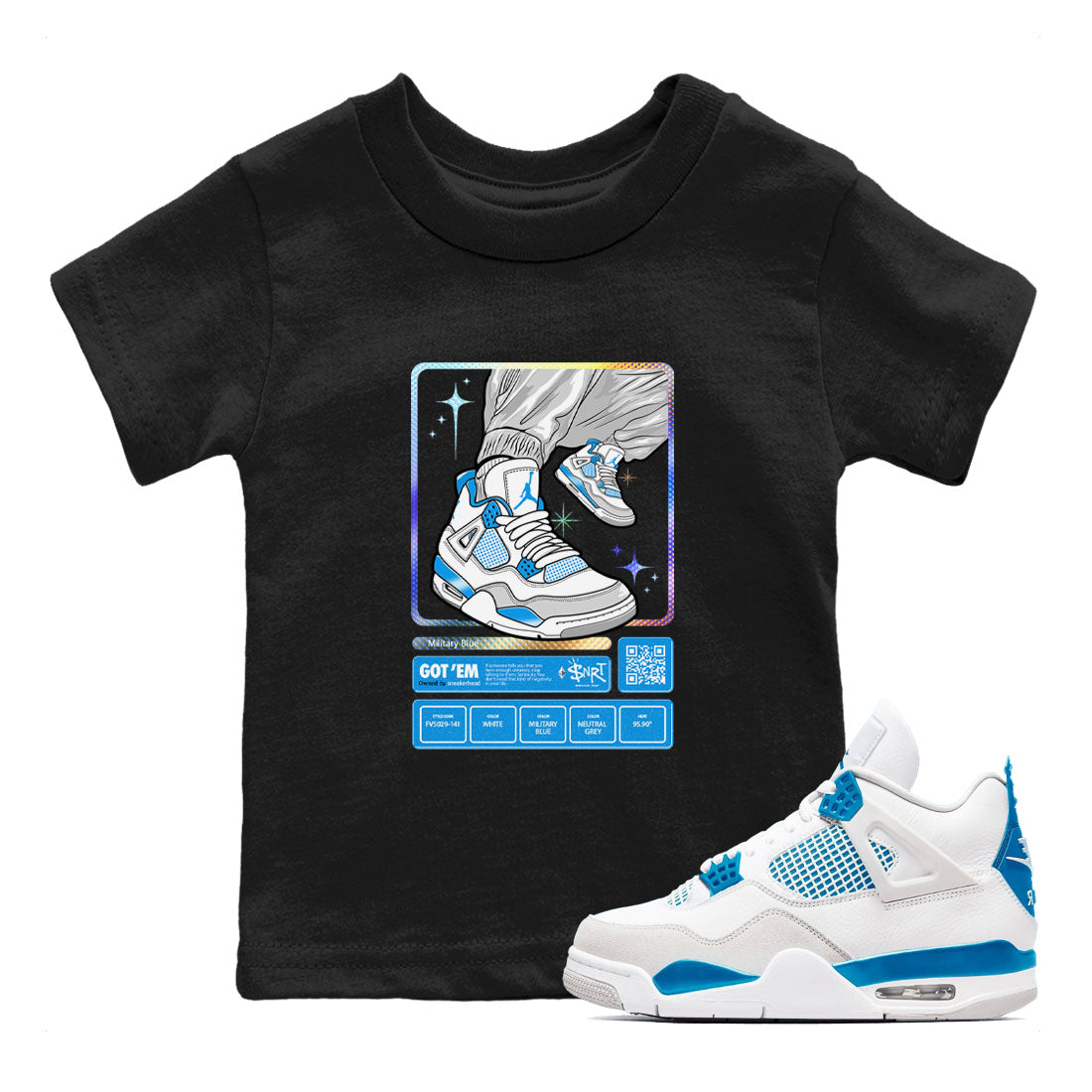snkmatch Trading Card snkmatch Tees Kids - Air Jordan 4 Military Blue