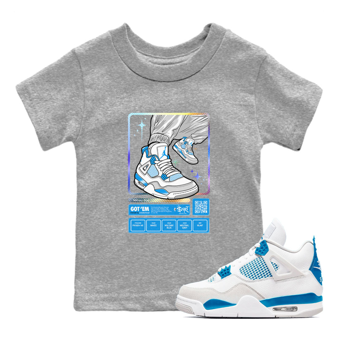 snkmatch Trading Card snkmatch Tees Kids - Air Jordan 4 Military Blue