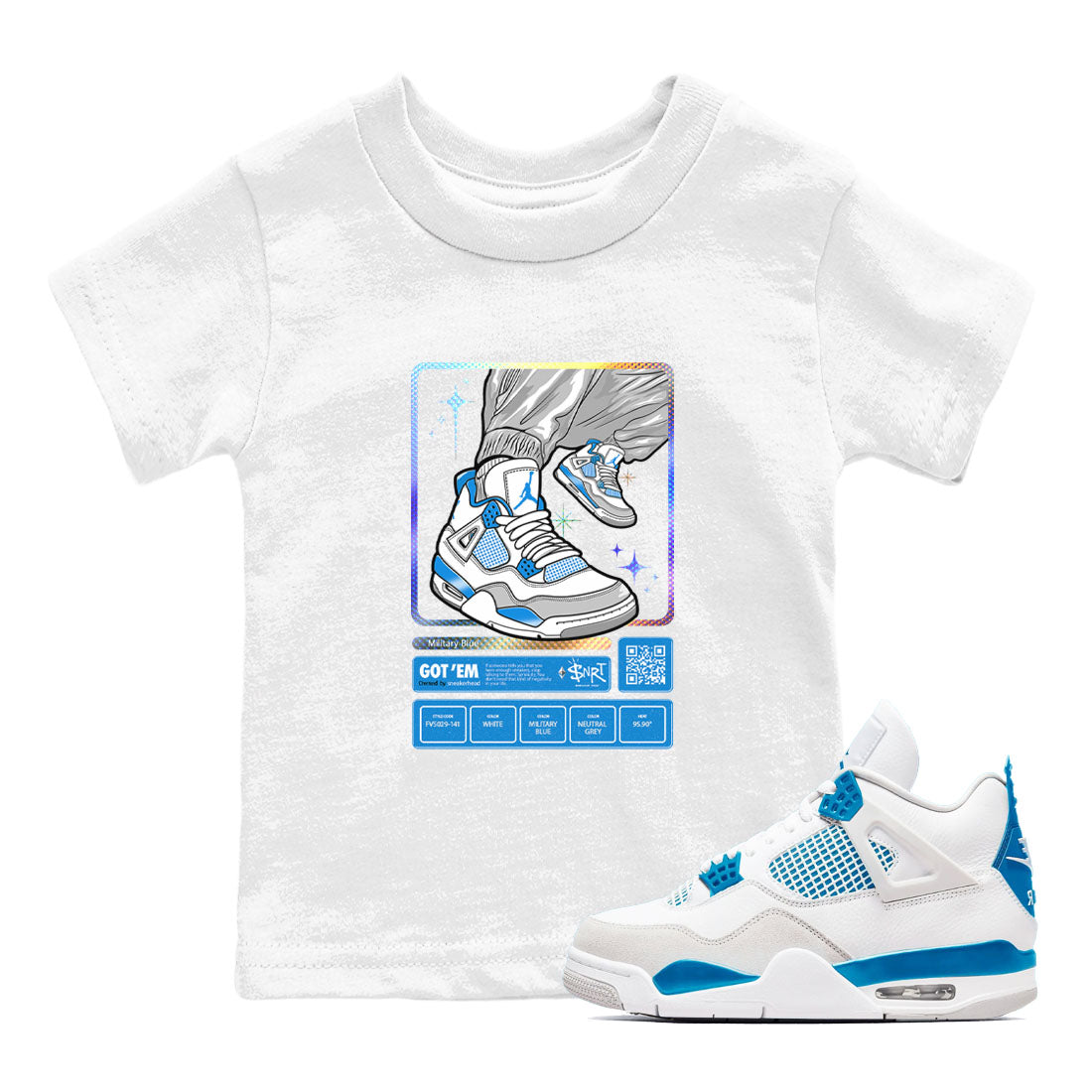 snkmatch Trading Card snkmatch Tees Kids - Air Jordan 4 Military Blue