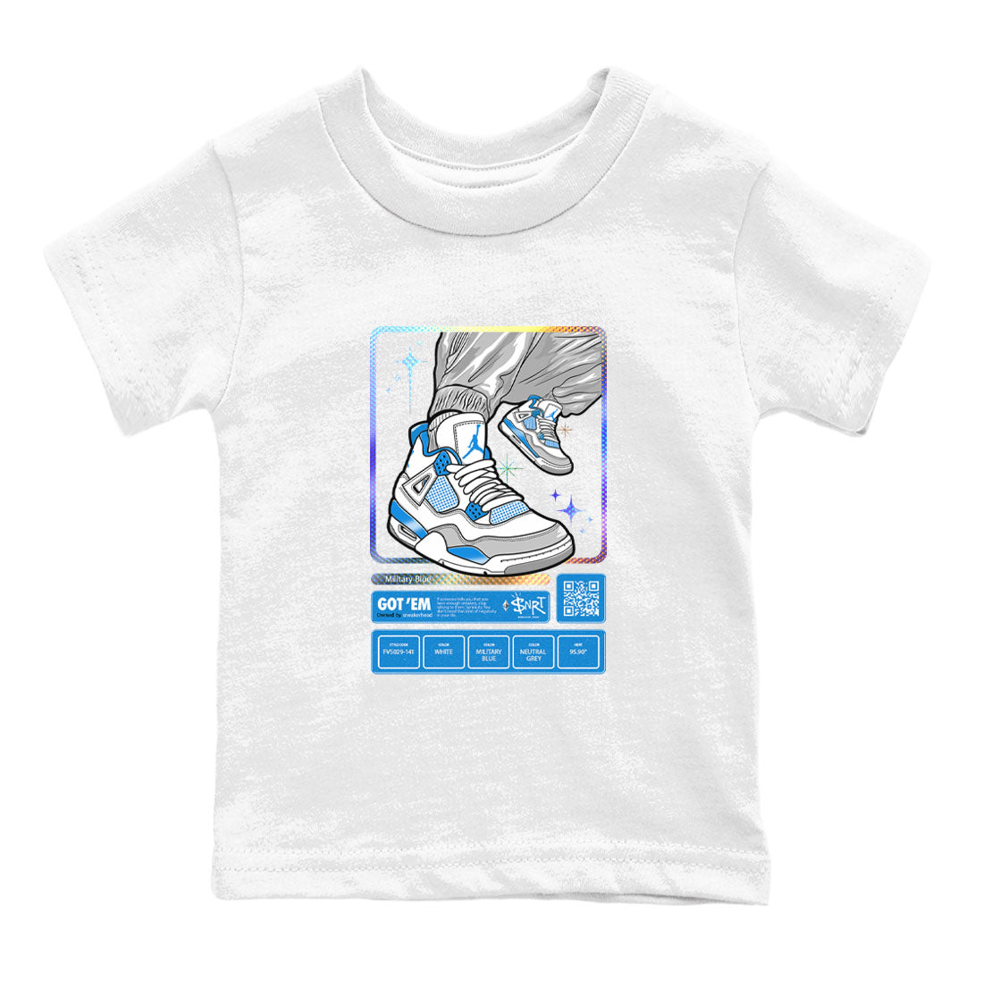 snkmatch Trading Card snkmatch Tees Kids - Air Jordan 4 Military Blue