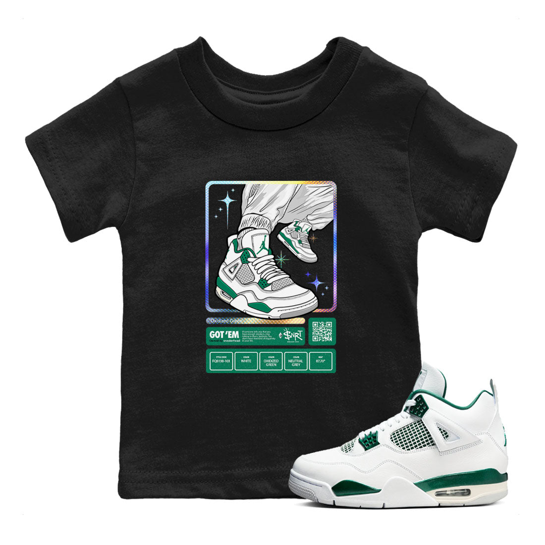 snkmatch Trading Card snkmatch Tees Kids - Air Jordan 4 Oxidized Green