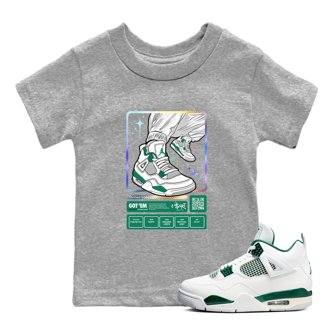 snkmatch Trading Card snkmatch Tees Kids - Air Jordan 4 Oxidized Green