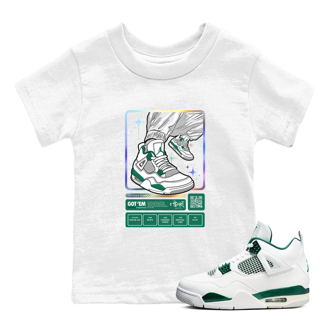 snkmatch Trading Card snkmatch Tees Kids - Air Jordan 4 Oxidized Green