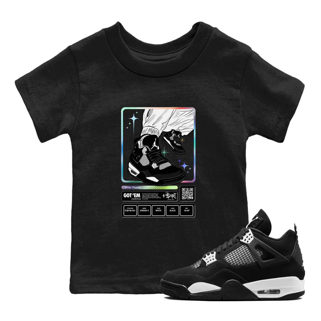 snkmatch Trading Card snkmatch Tees Kids - Air Jordan 4 White Thunder