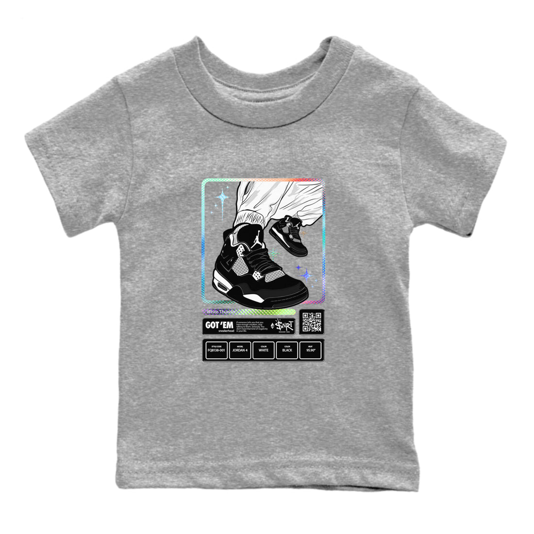 snkmatch Trading Card snkmatch Tees Kids - Air Jordan 4 White Thunder