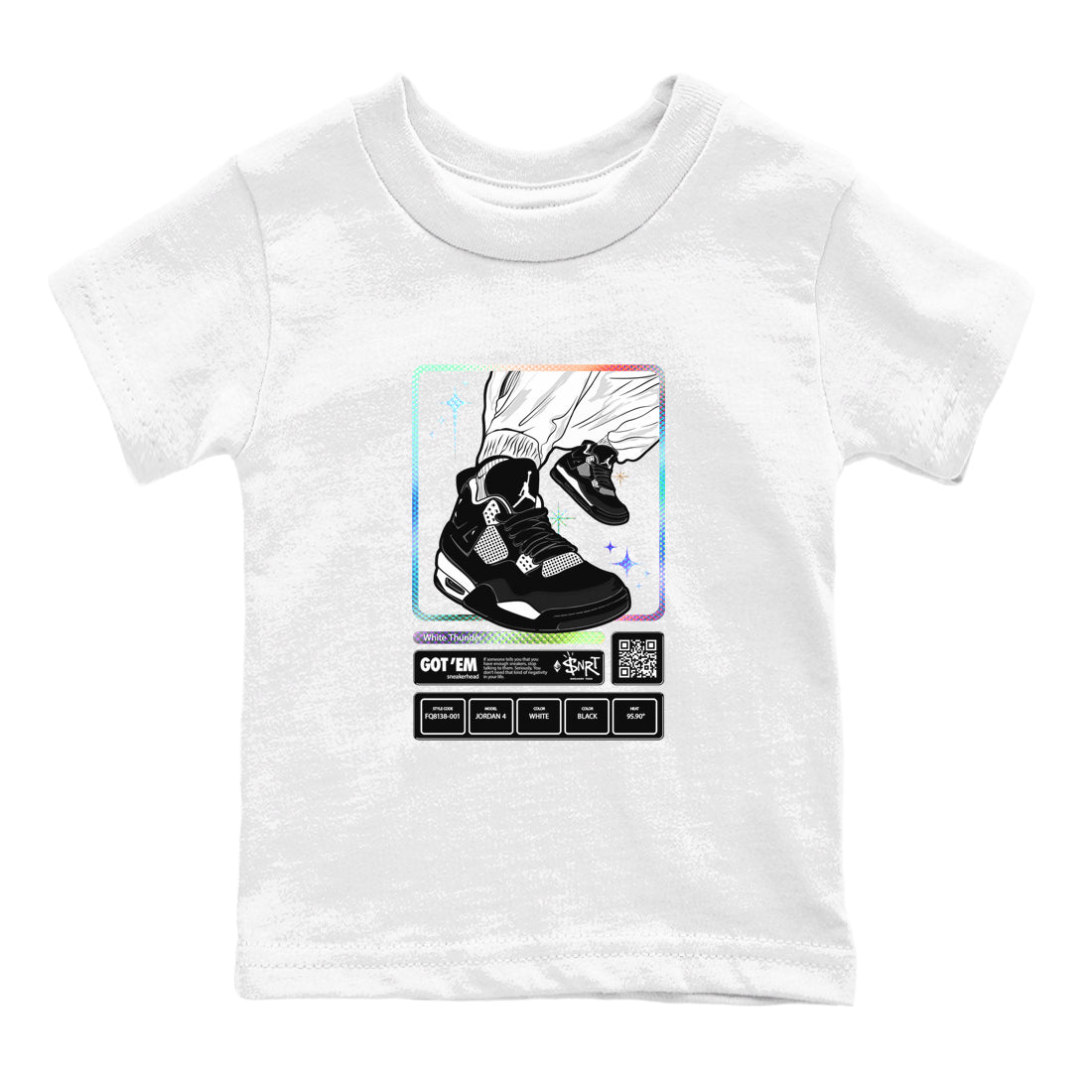snkmatch Trading Card snkmatch Tees Kids - Air Jordan 4 White Thunder
