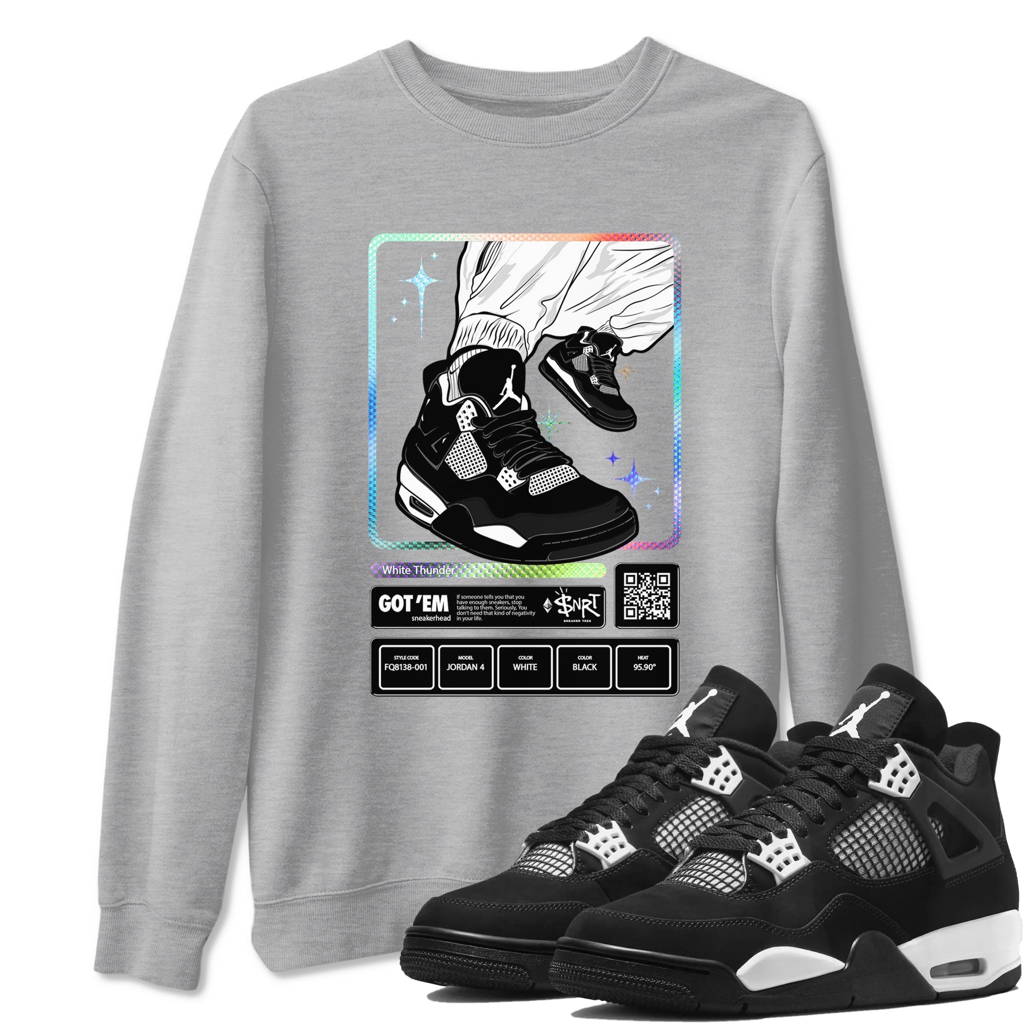 snkmatch Trading Card snkmatch Tees - Air Jordan 4 White Thunder