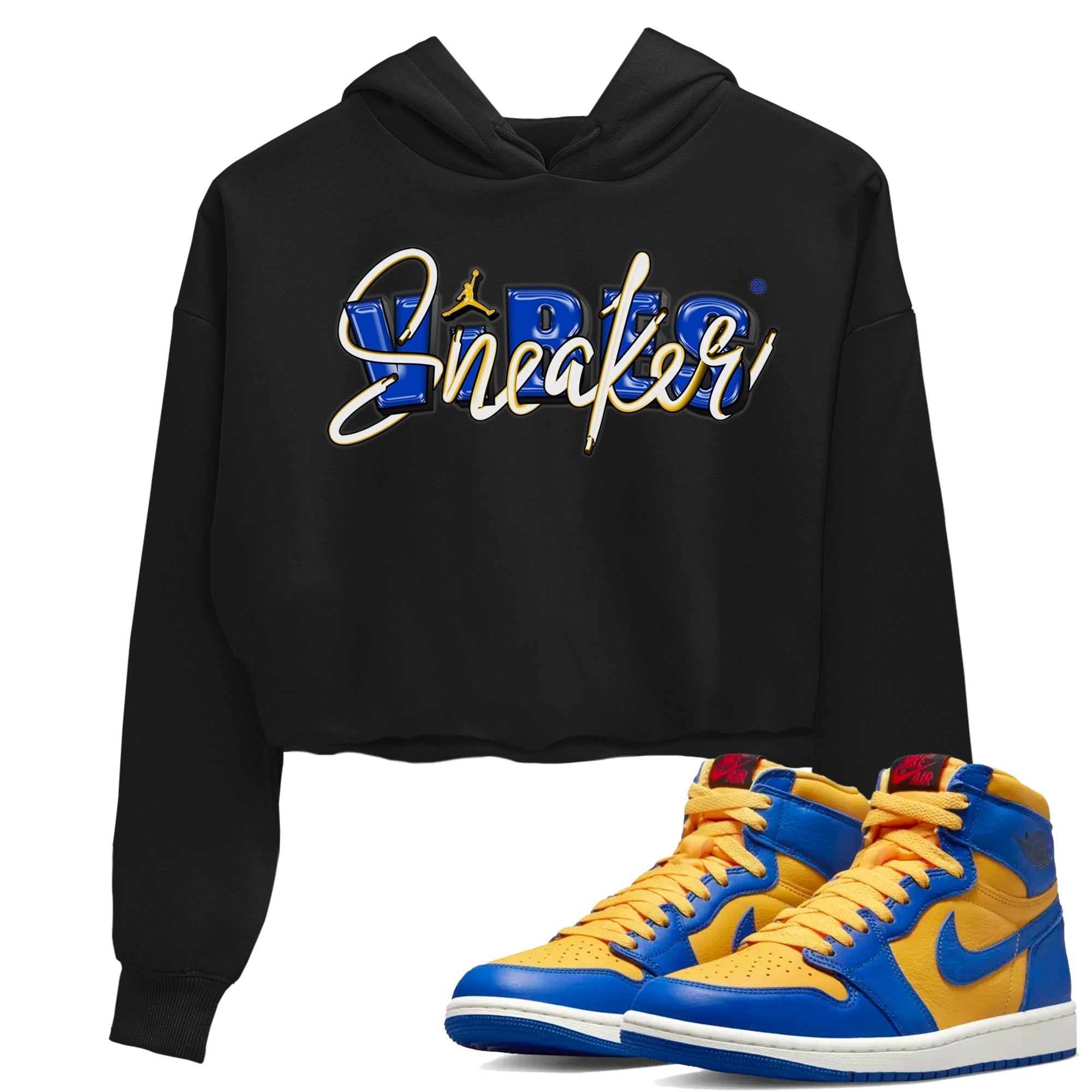 snkmatch Vibes Women's Tops - Air Jordan 1 Game Royal Varsity Maize