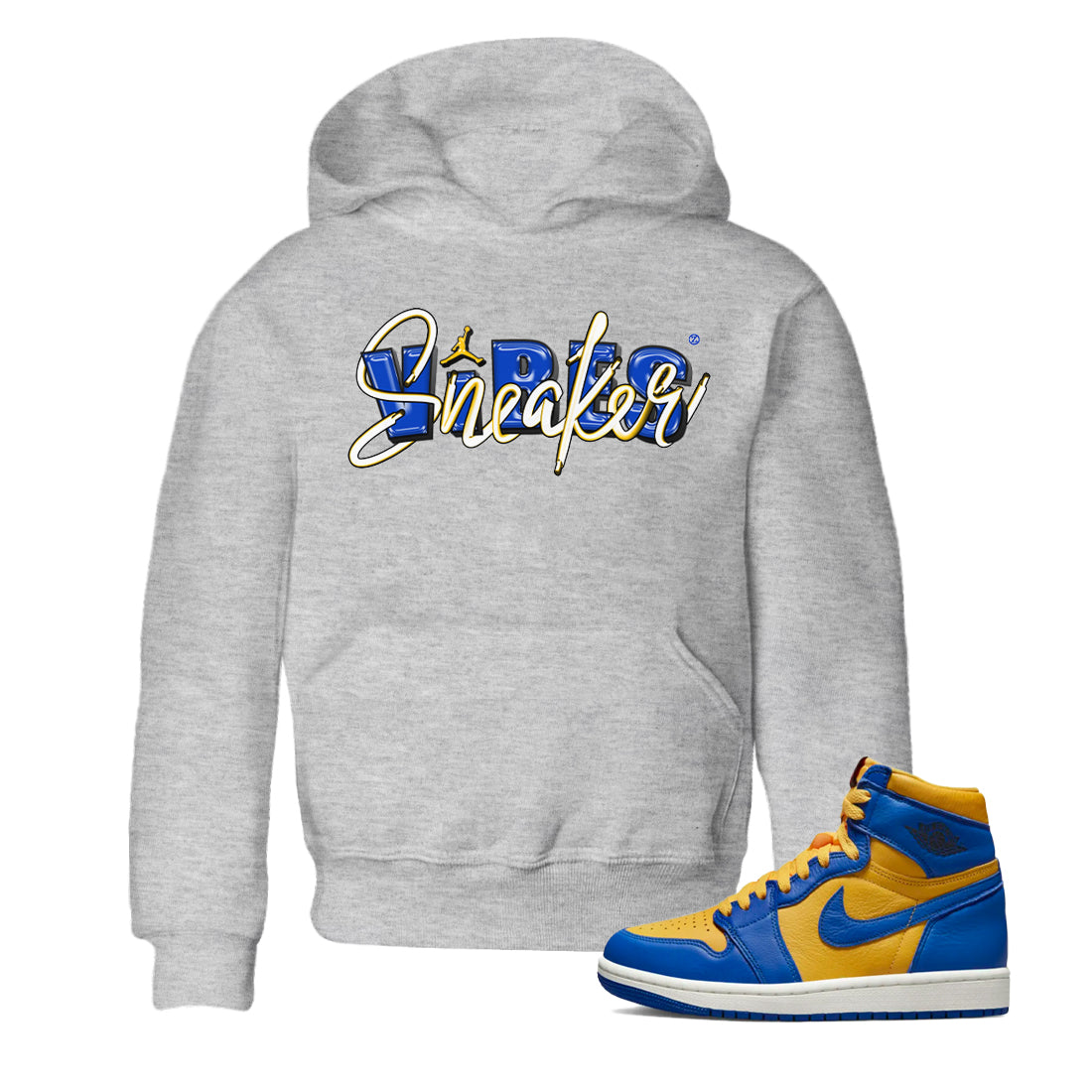 snkmatch Vibes Kids Tops - Air Jordan 1 Game Royal Varsity Maize