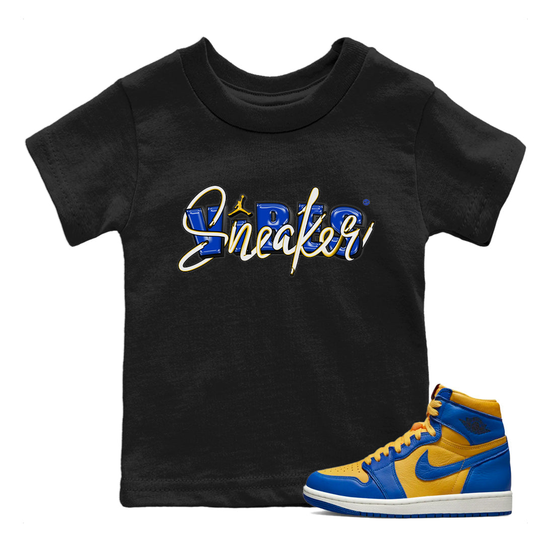 snkmatch Vibes Kids Tops - Air Jordan 1 Game Royal Varsity Maize