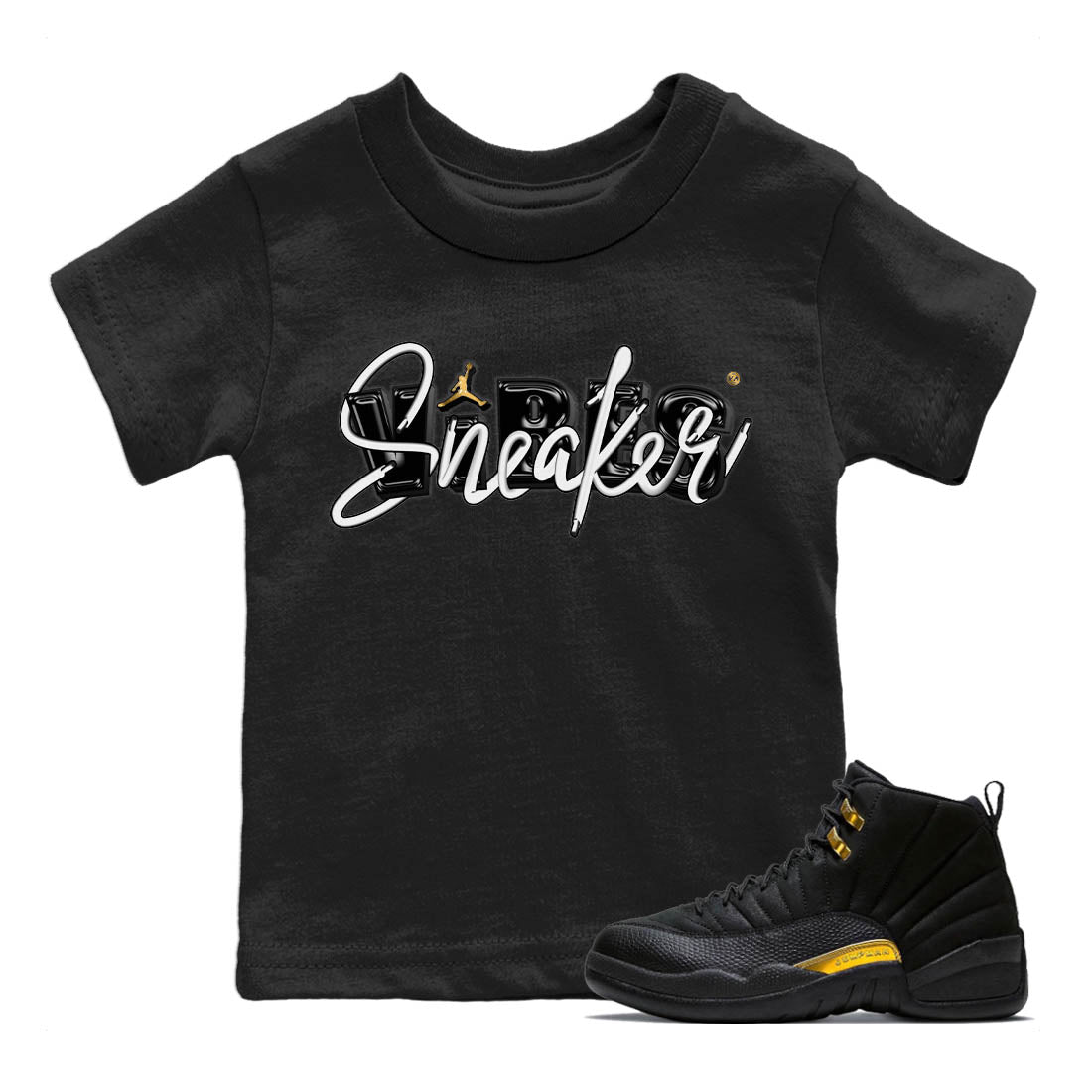 snkmatch Vibes Kids Tops - Air Jordan 12 Black Taxi