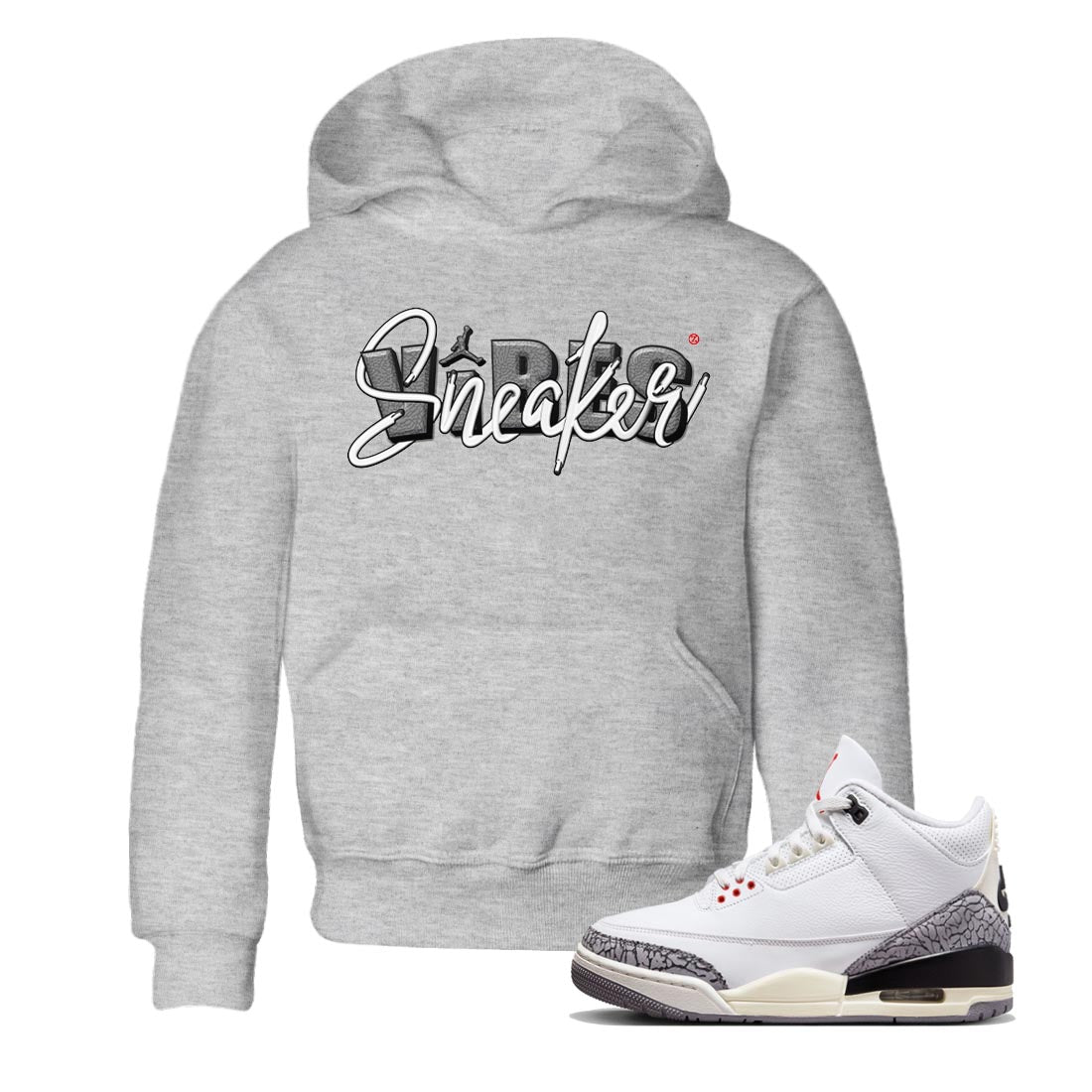 snkmatch Vibes Kids Tops - Air Jordan 3 White Cement