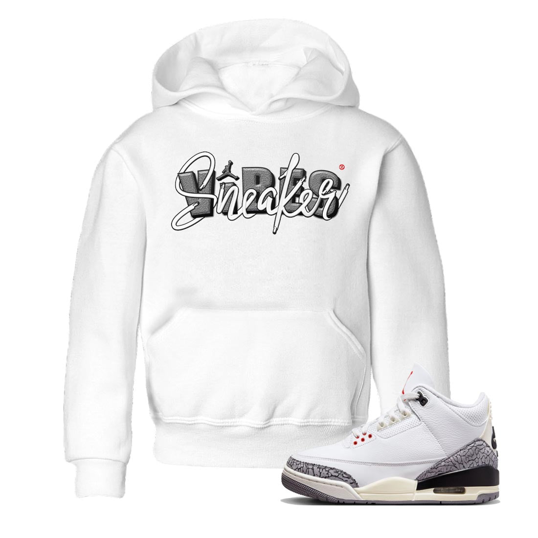 snkmatch Vibes Kids Tops - Air Jordan 3 White Cement
