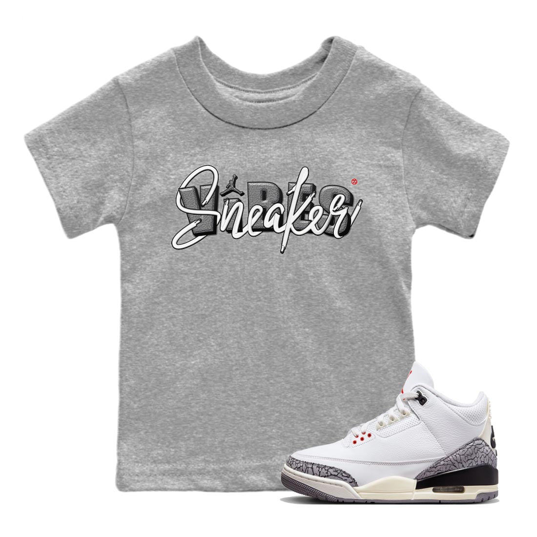 snkmatch Vibes Kids Tops - Air Jordan 3 White Cement